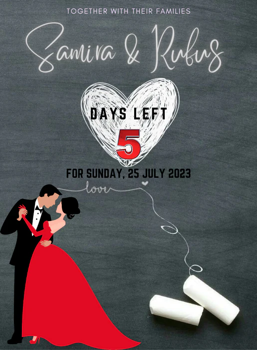 Grey Chalk Countdown Invitations-AACDI016 - Image 2