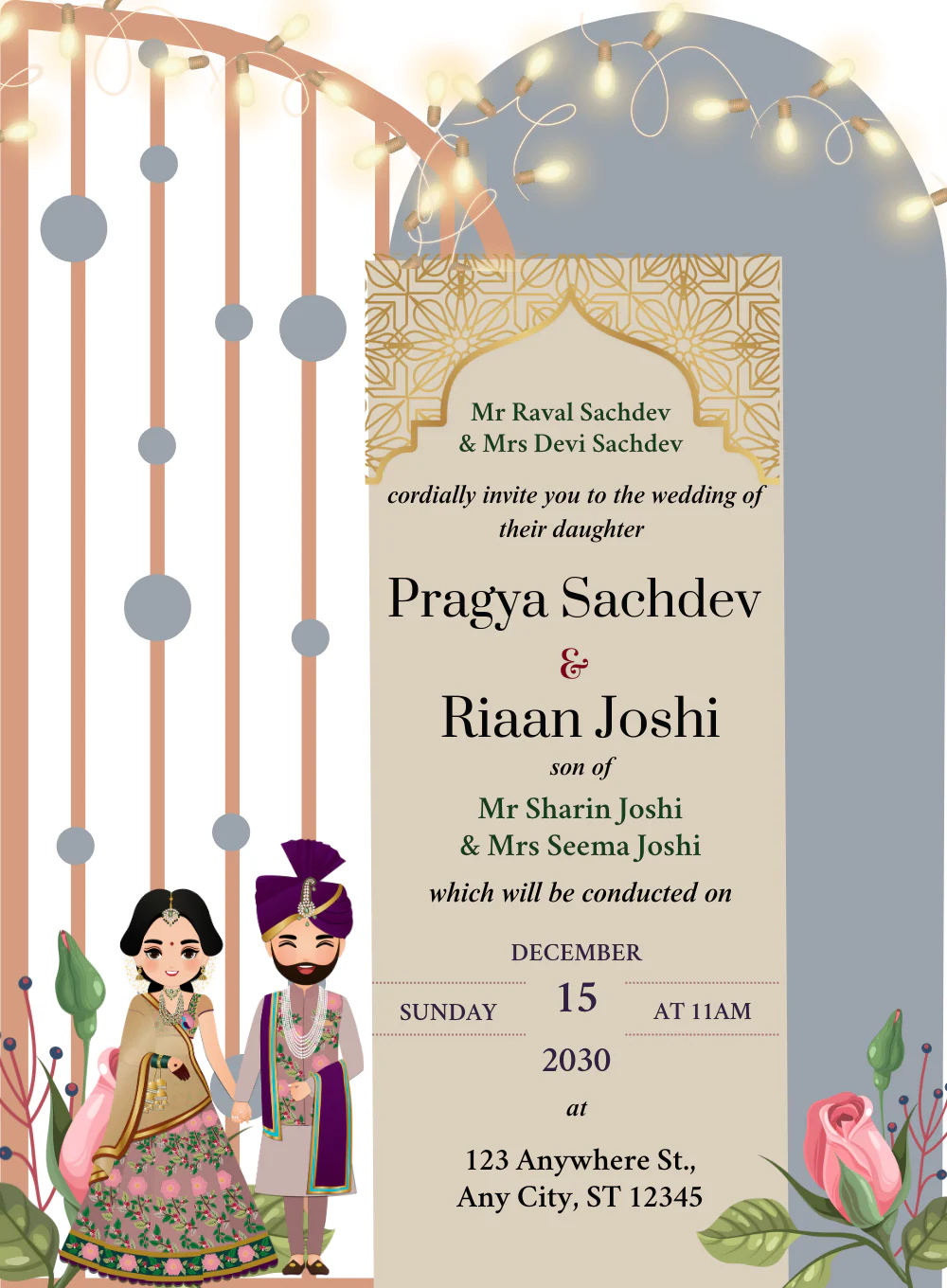 Grey Couple Rajasthani Wedding Invitations-AARWI021 - Image 2