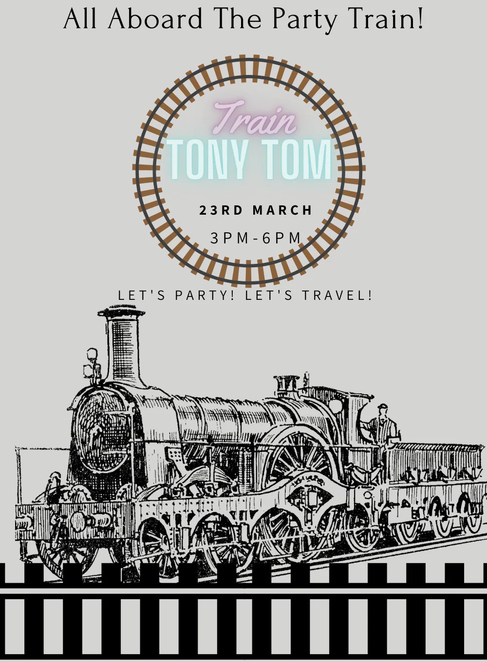 Grey Engine Trains Invitation-AATRA006 - Image 2