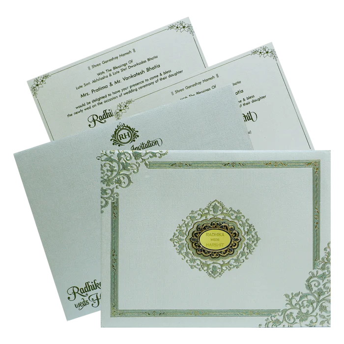 Greyish Green Floral Invitation-KSI12250