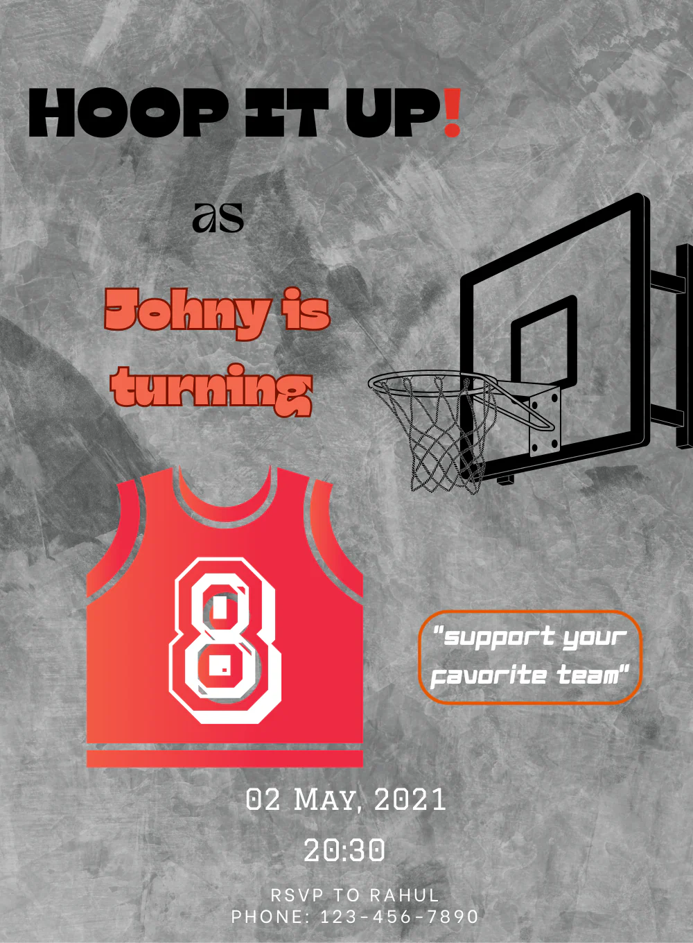 Grey Throw basketball Invitation-AABET008