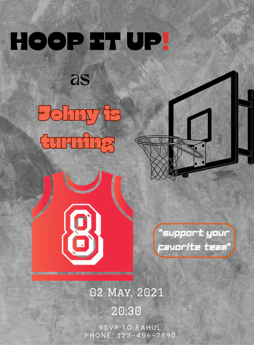 Grey Throw basketball Invitation-AABET008 - Image 2