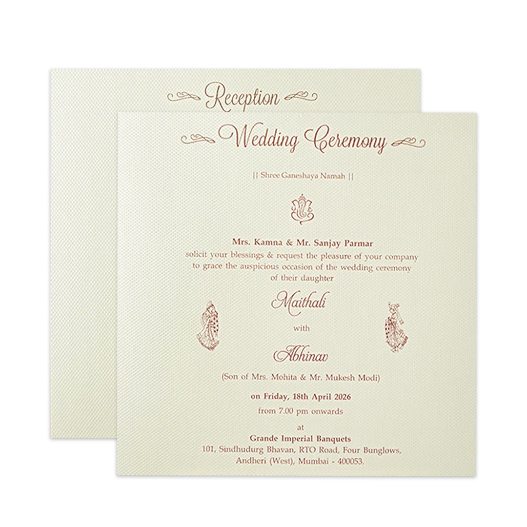 Grey Floral Padded Wedding Card-KMMWD1159 - Image 5
