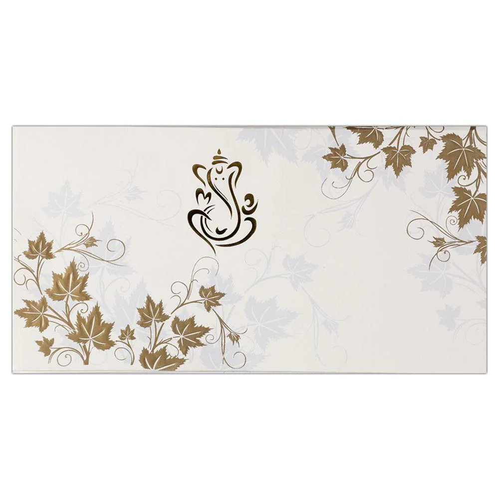 Invitation Card - Elegant White with Floral Imprints Invite-KNK1277 - Image 2