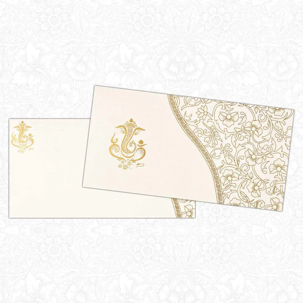 Invitation Card - Floral Designed Ganesha Wedding Invitation Card-KNK4320