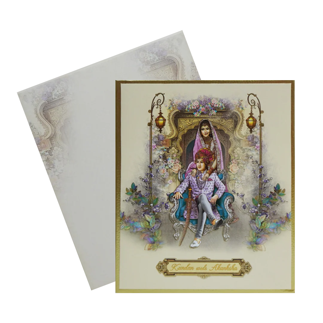 Cream Bride Groom Padded Marriage Card-KAC05770 - Image 2
