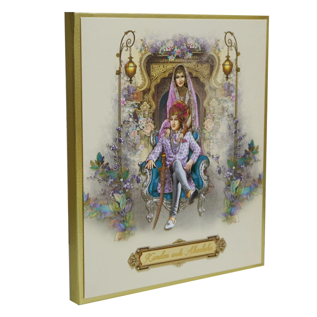 Cream Bride Groom Padded Marriage Card-KAC05770 - Image 3
