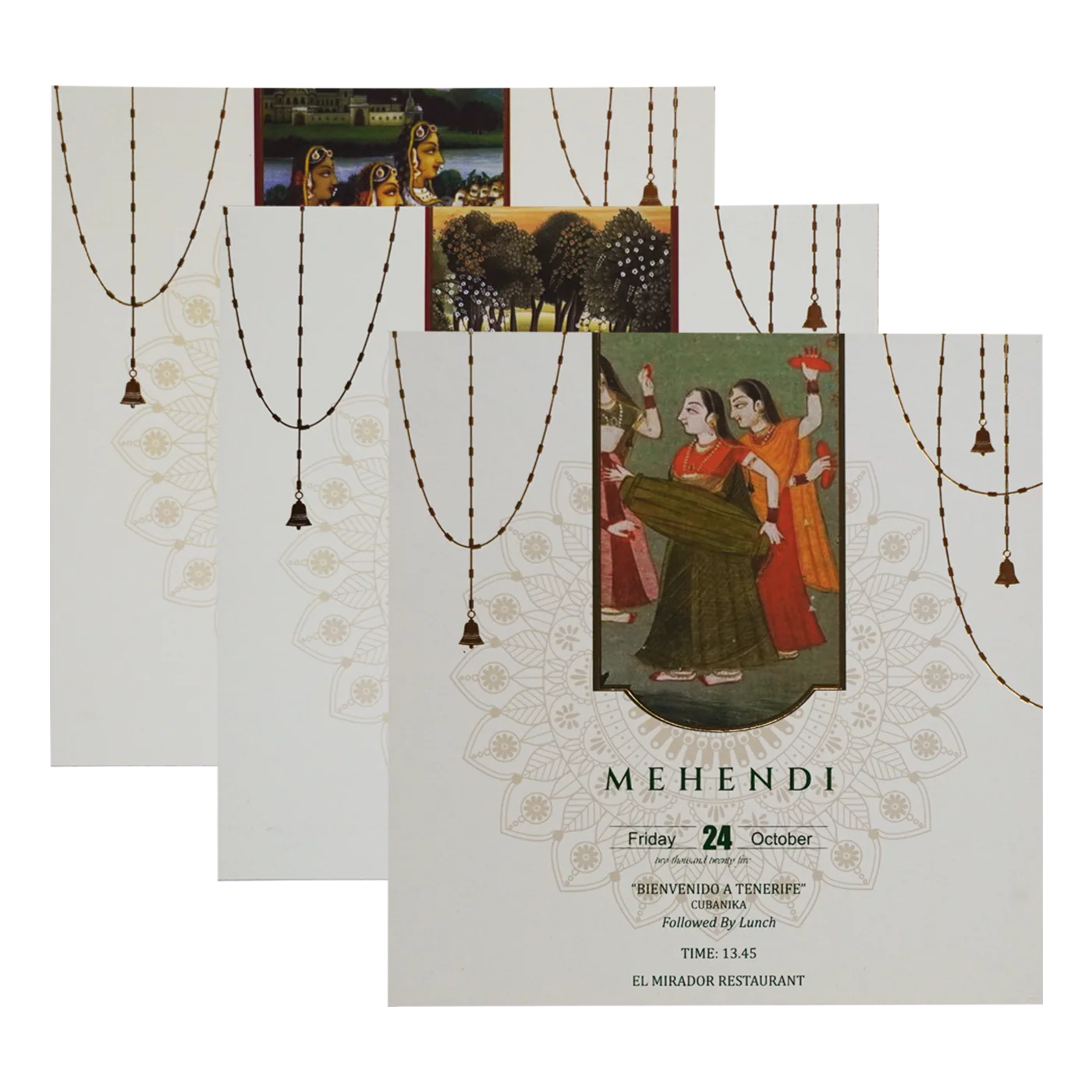 White Floral Radha Krishna Invitation Card-KBM04170 - Image 5