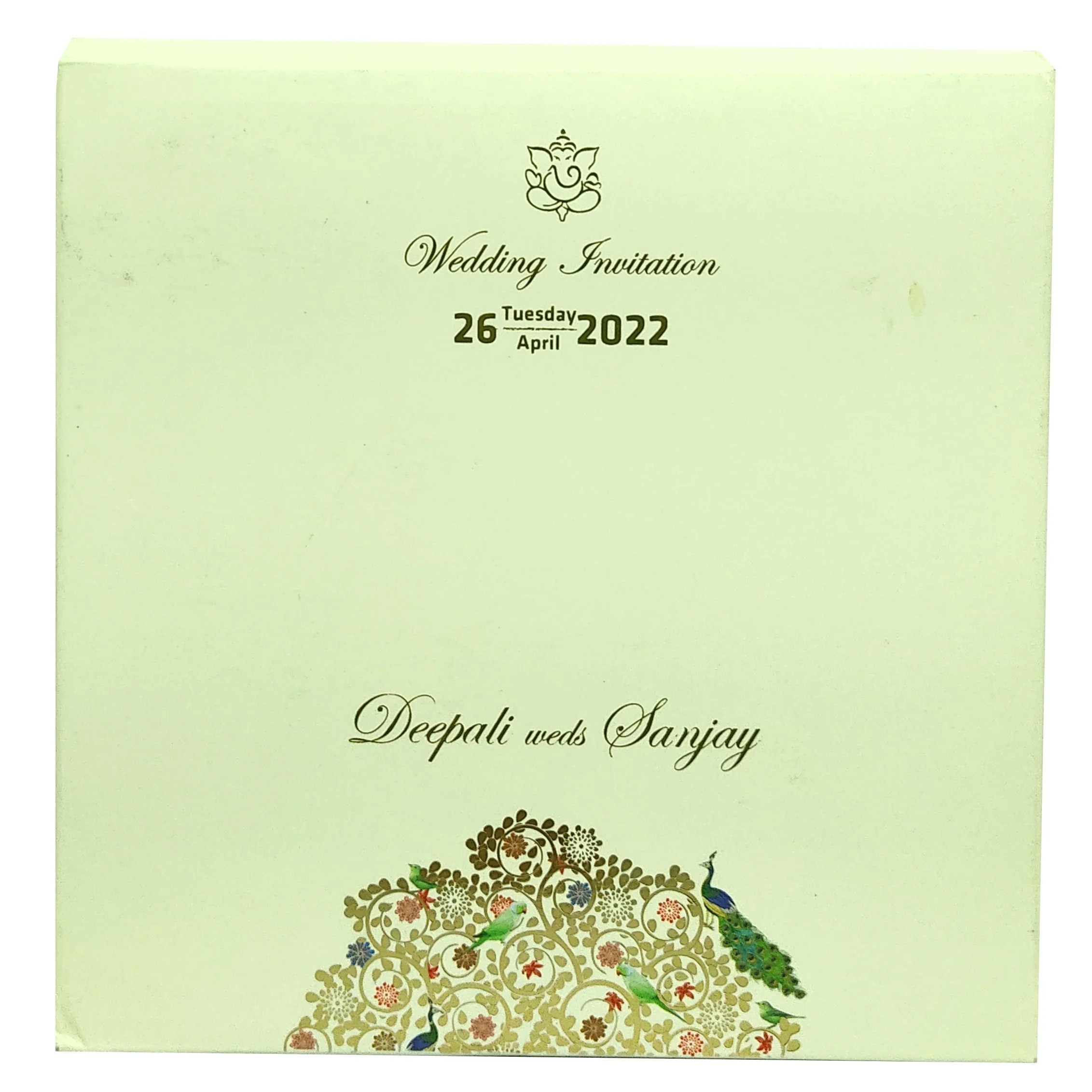 Beige Floral Padded Invitation Card-KBM04410 - Image 4