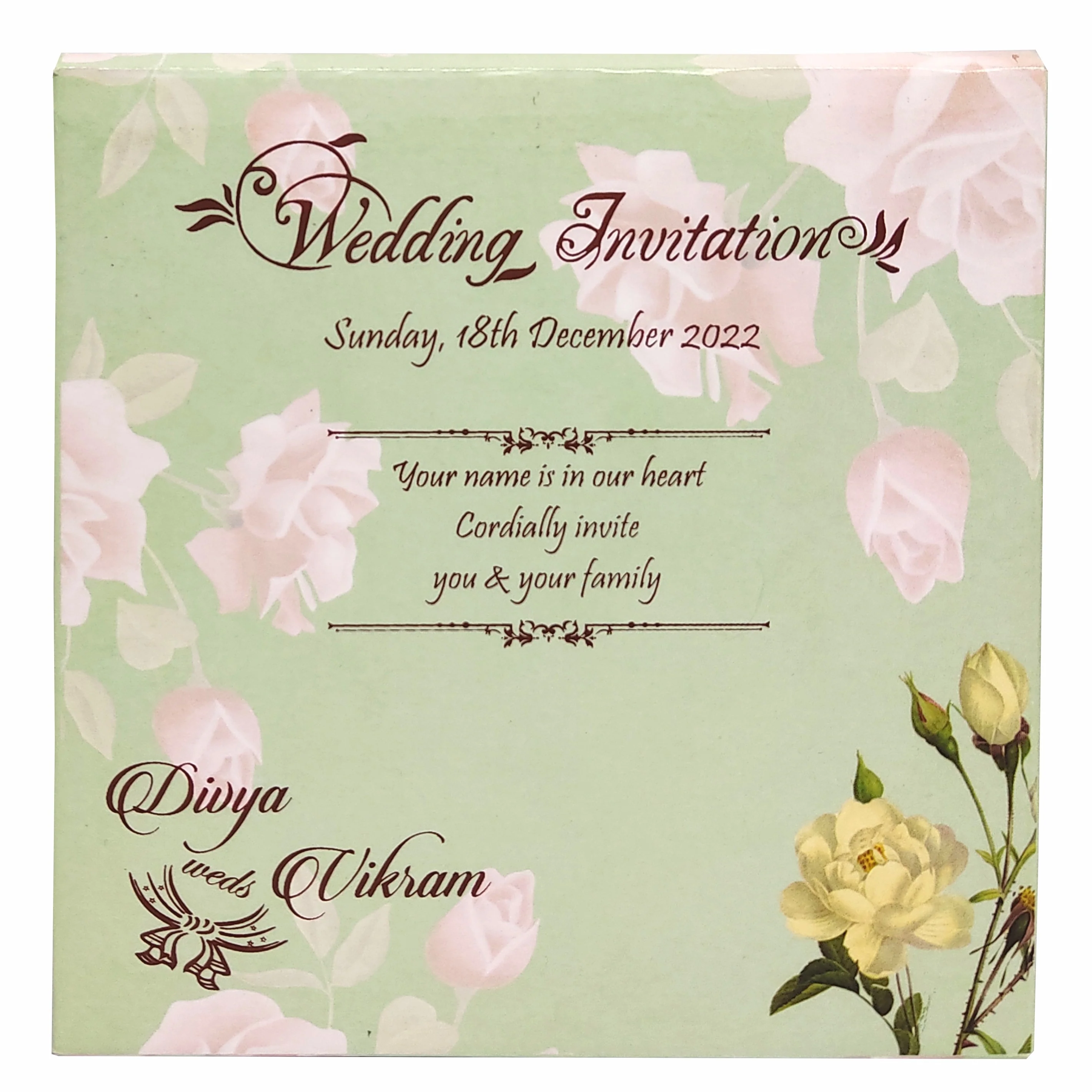 Light Green Pastel Padded Floral Design In Offset-KNC5603G - Image 4