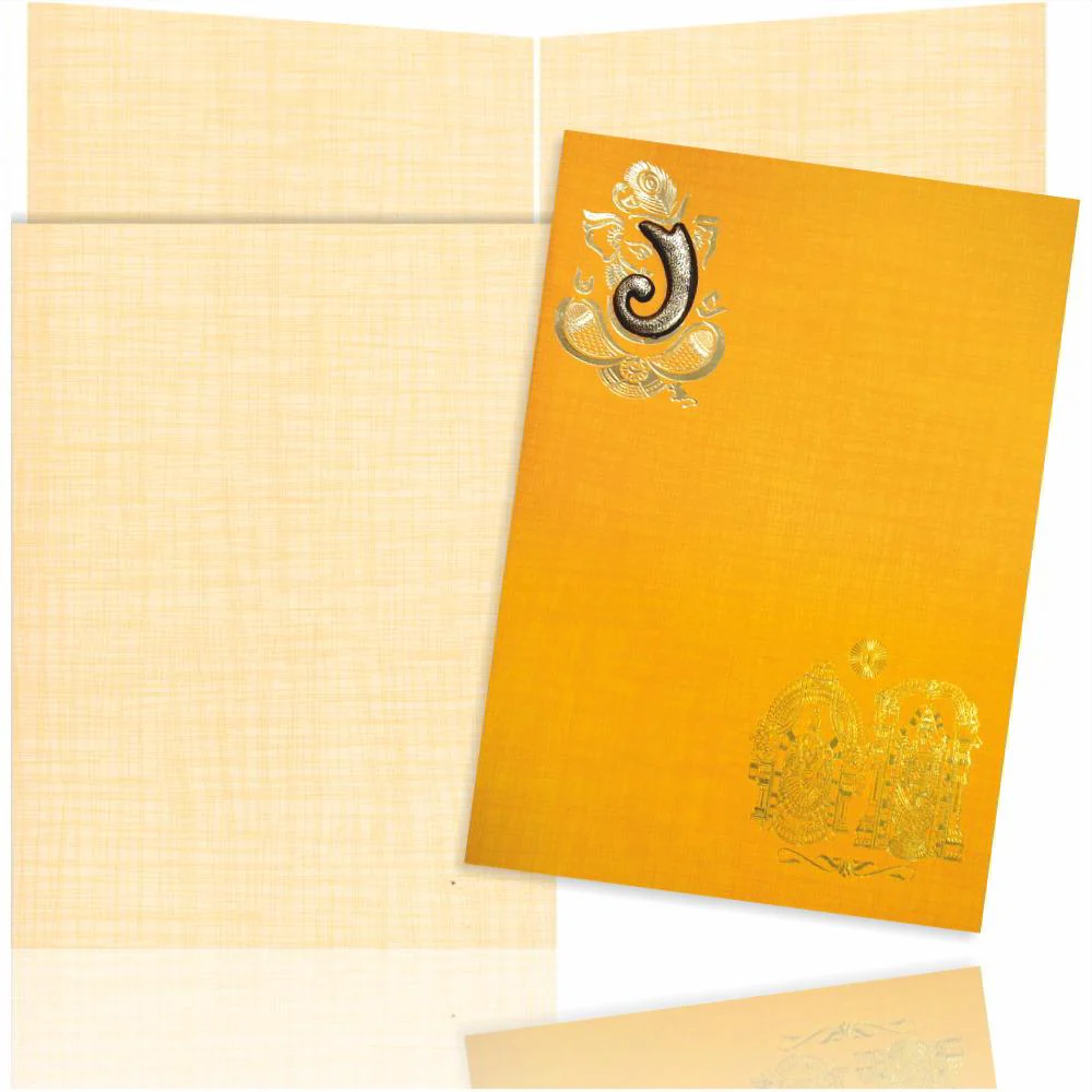 Orange Classic Paper Print Balaji And Padmavathi Hindu Wedding Cards-KNCM810O