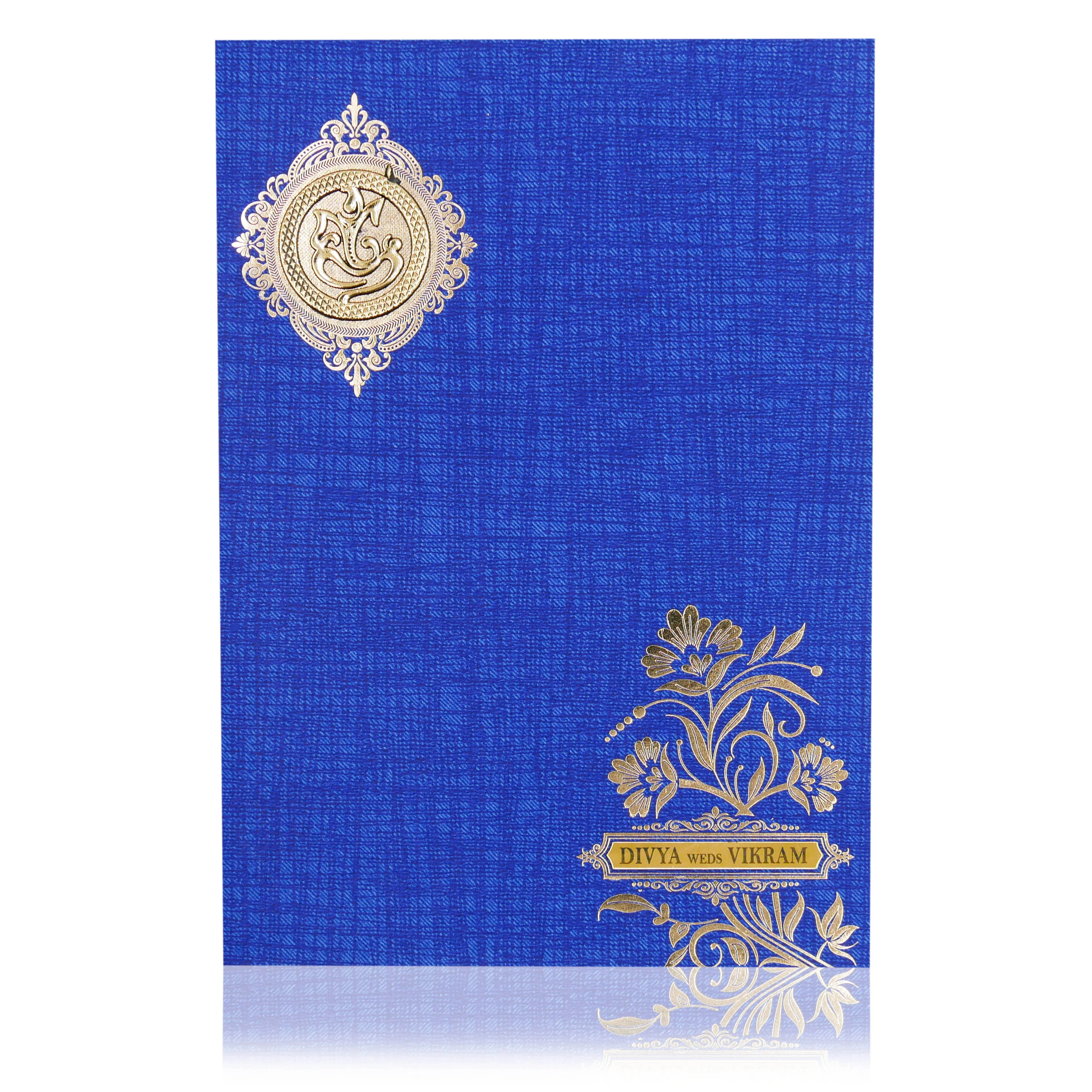 Blue Classic Paper Print Debonair White Floral Design With Name Plate-KNCP824B - Image 3