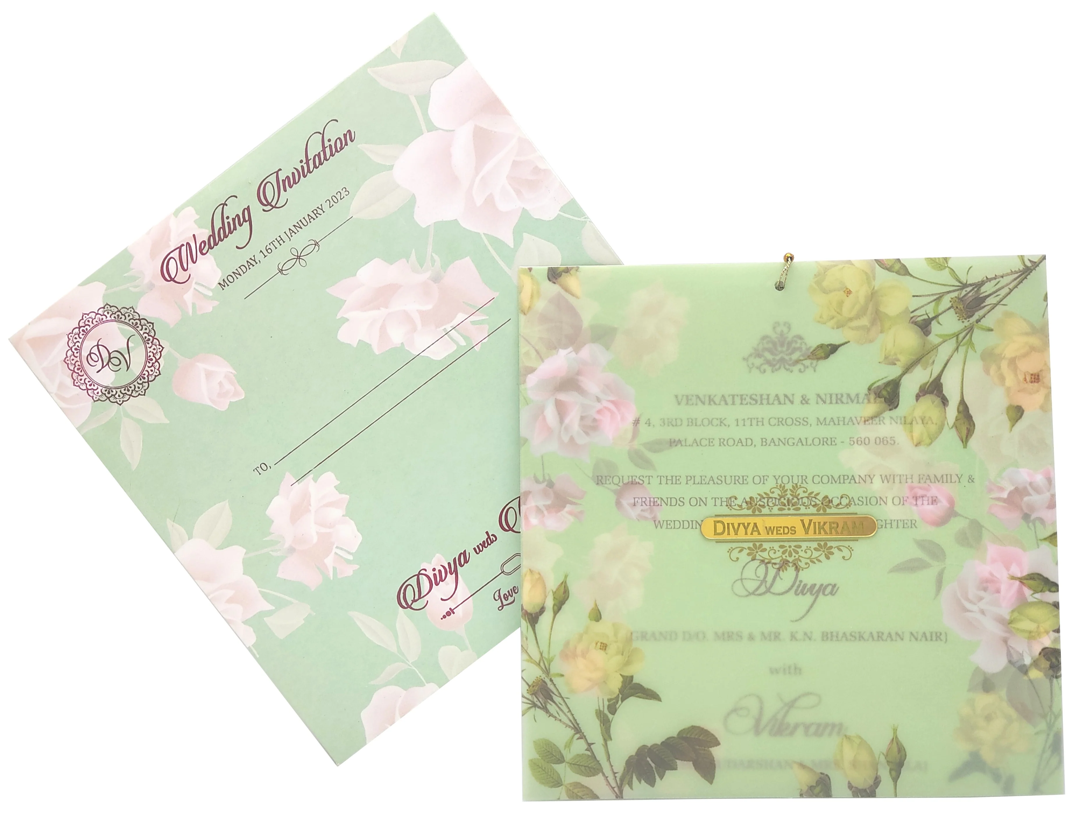 Pastel Green Invitation Card-KNCY4601G - Image 2