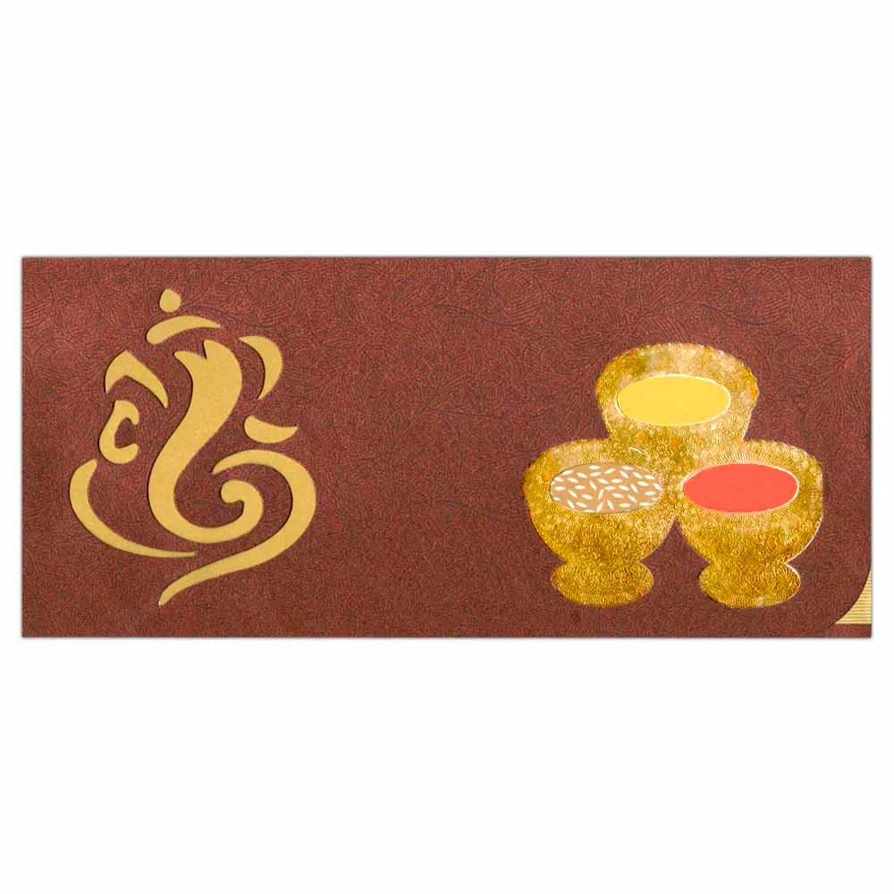 Maroon Die Cut Ganesha Invitation-KNK1302 - Image 3