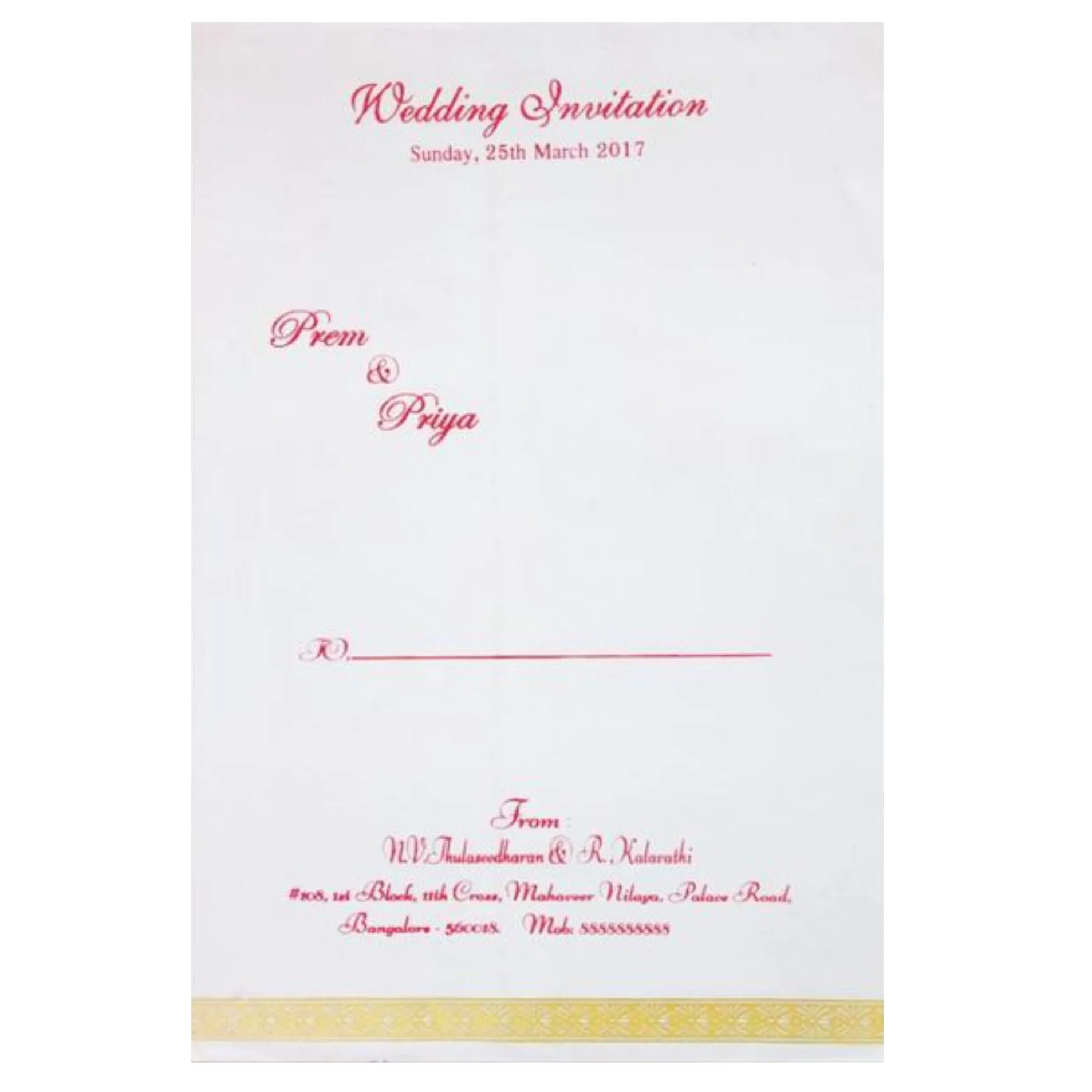 Red Single Sheet Invitation Card-KNK1515 - Image 2