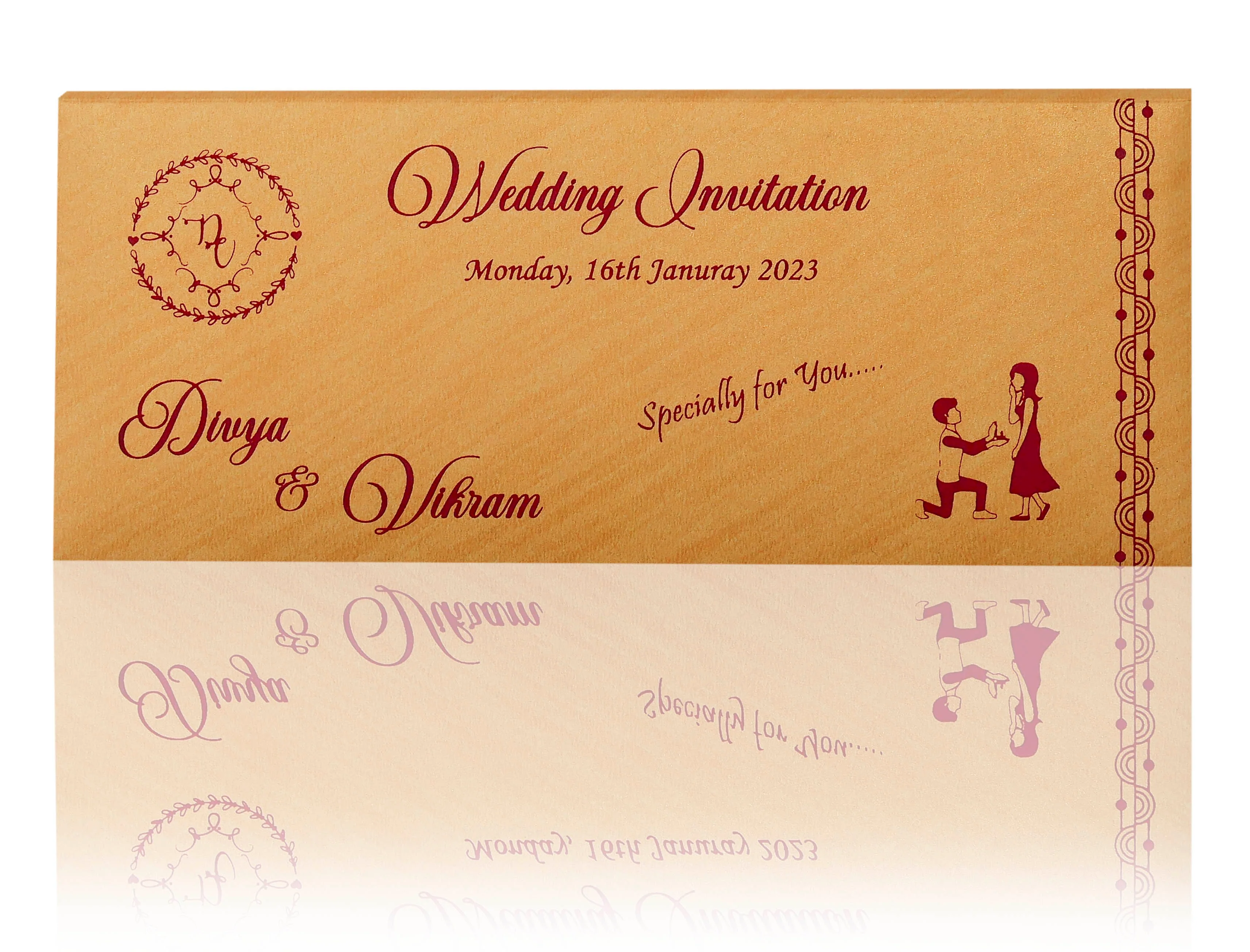 Gold Three Fold Invitation Card-KNK3080G - Image 2