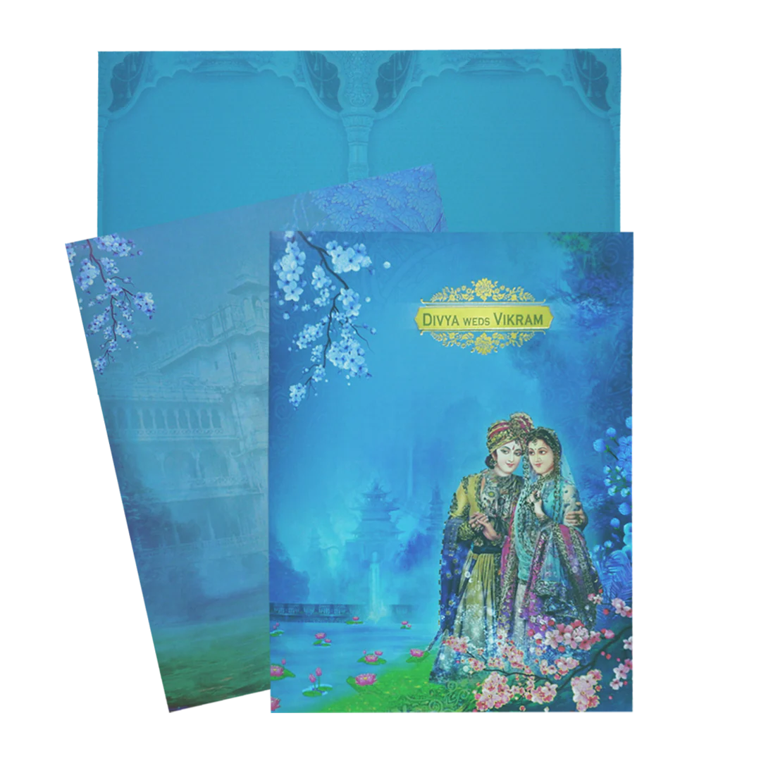 Blue Classic Maharaja And Maharani Offset Print-KNKC4039