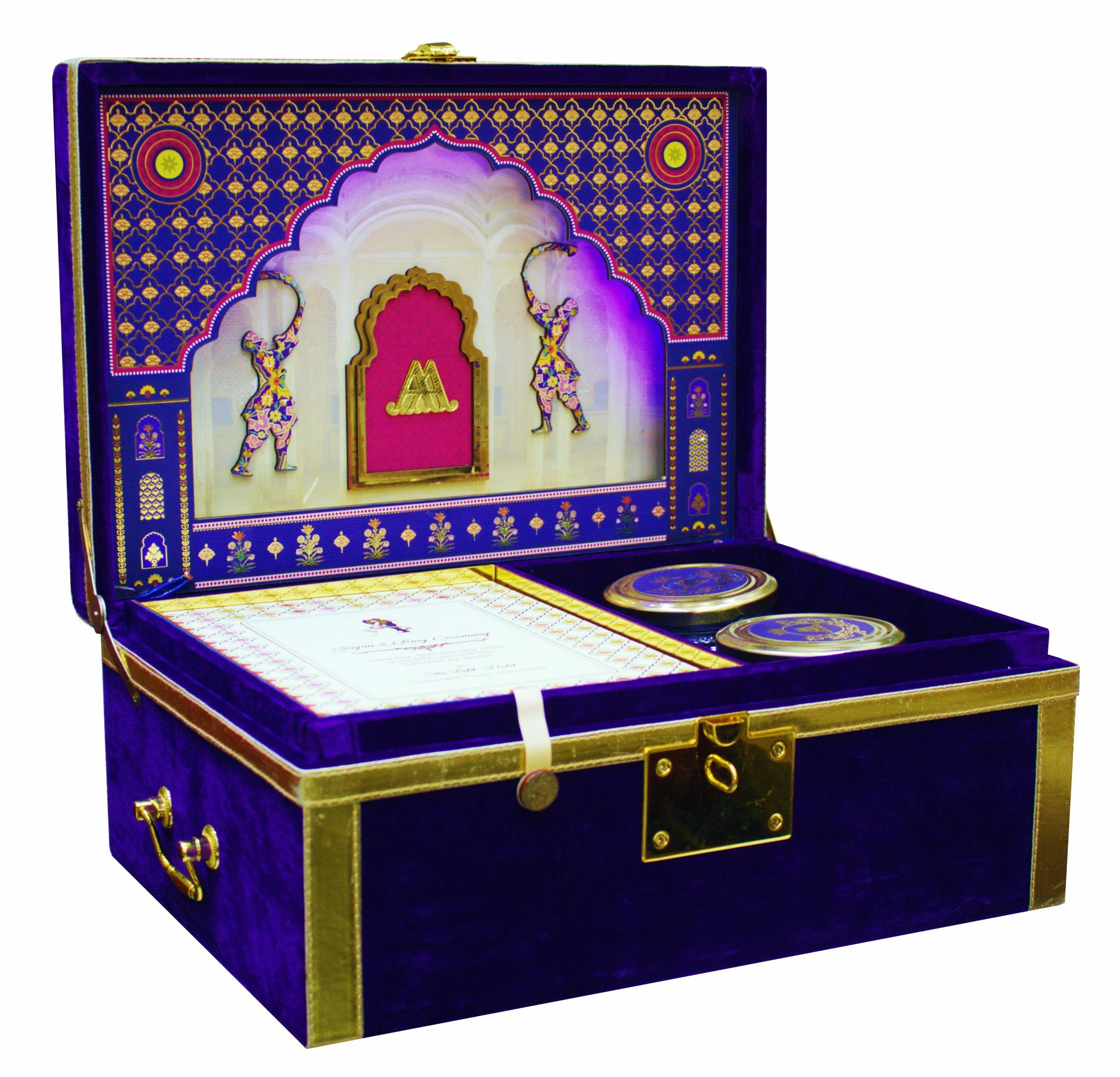 Violet Ultra Premium Velvet Invitation Box With Scodix Print-KNKUP010 - Image 2