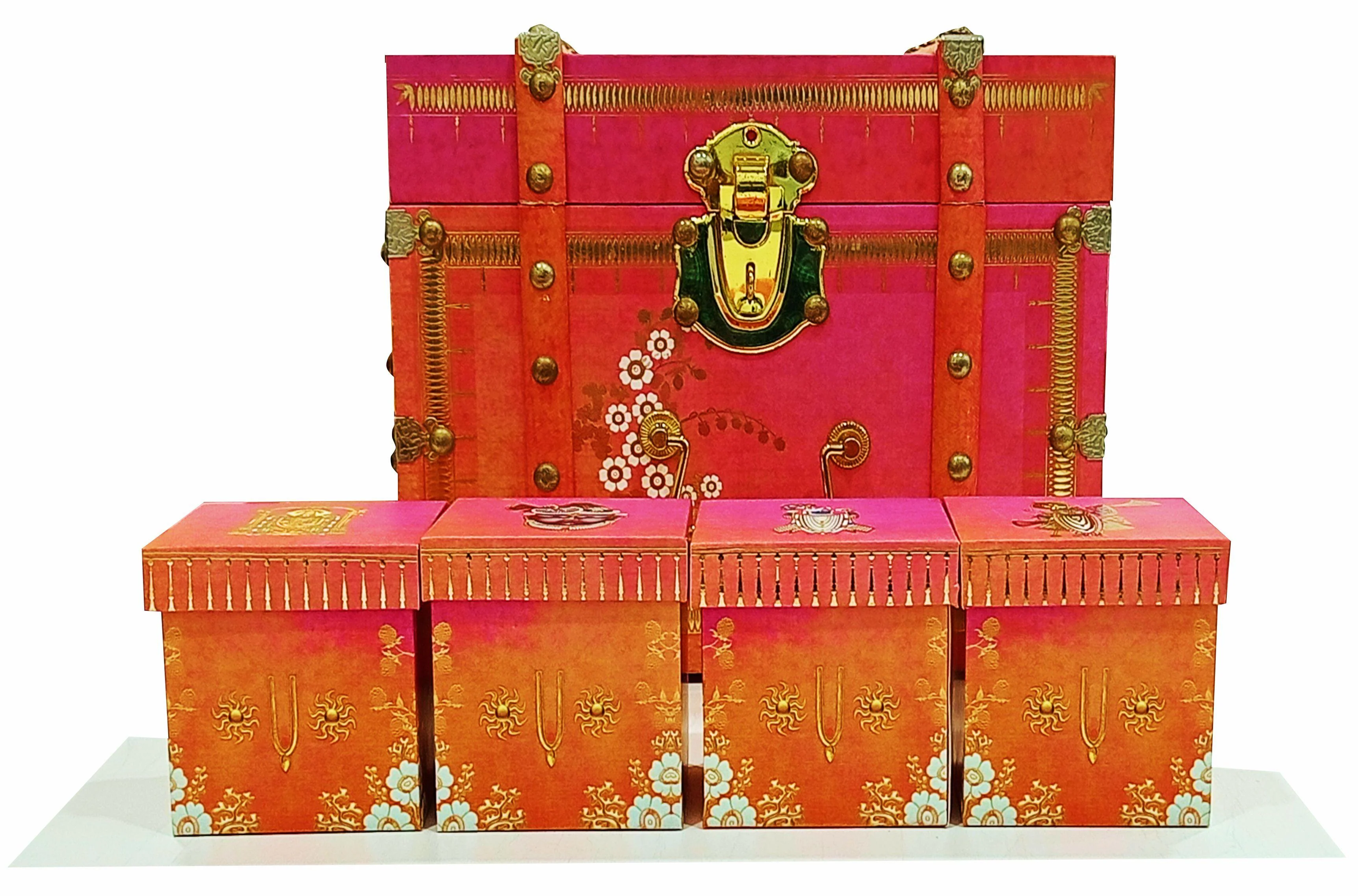Pink Ultra Luxury Invitation For Royal Indian Wedding-KNKUP029