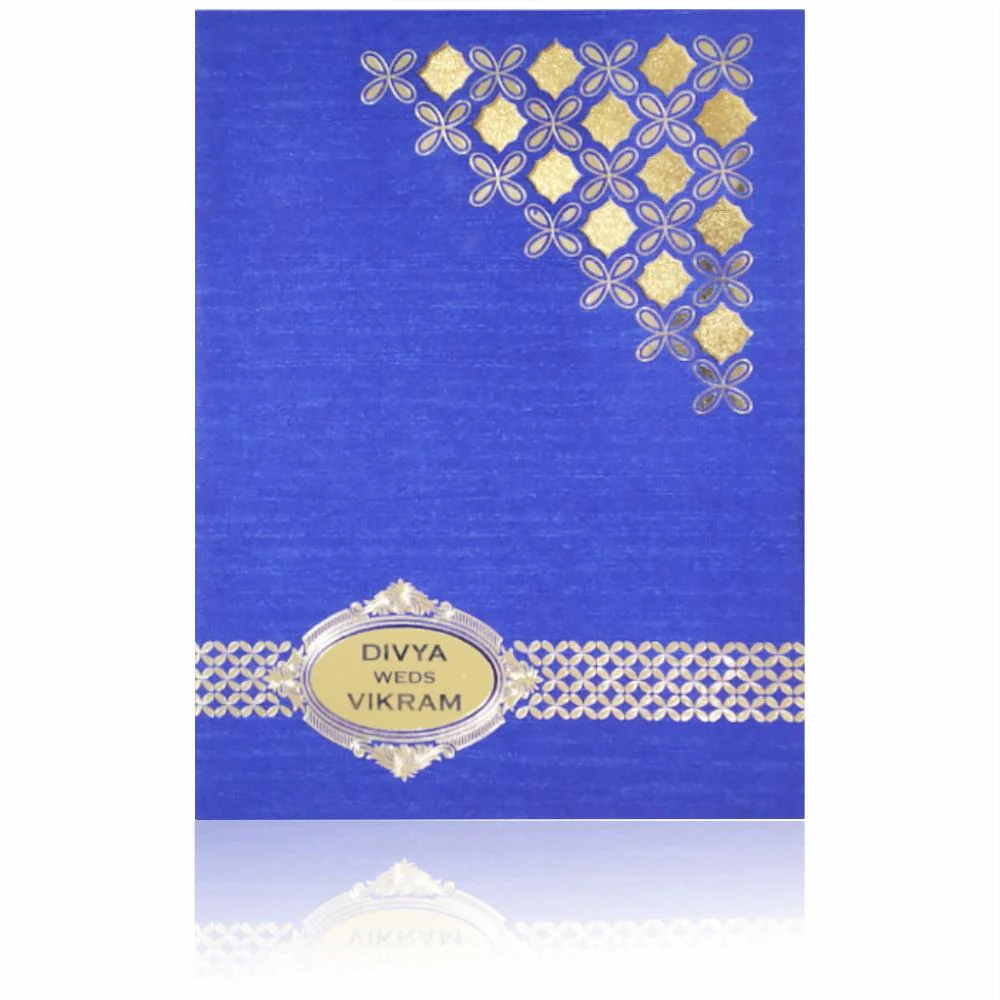 Gold And Blue Padding Invitation Card-Knpc9517b - Image 3