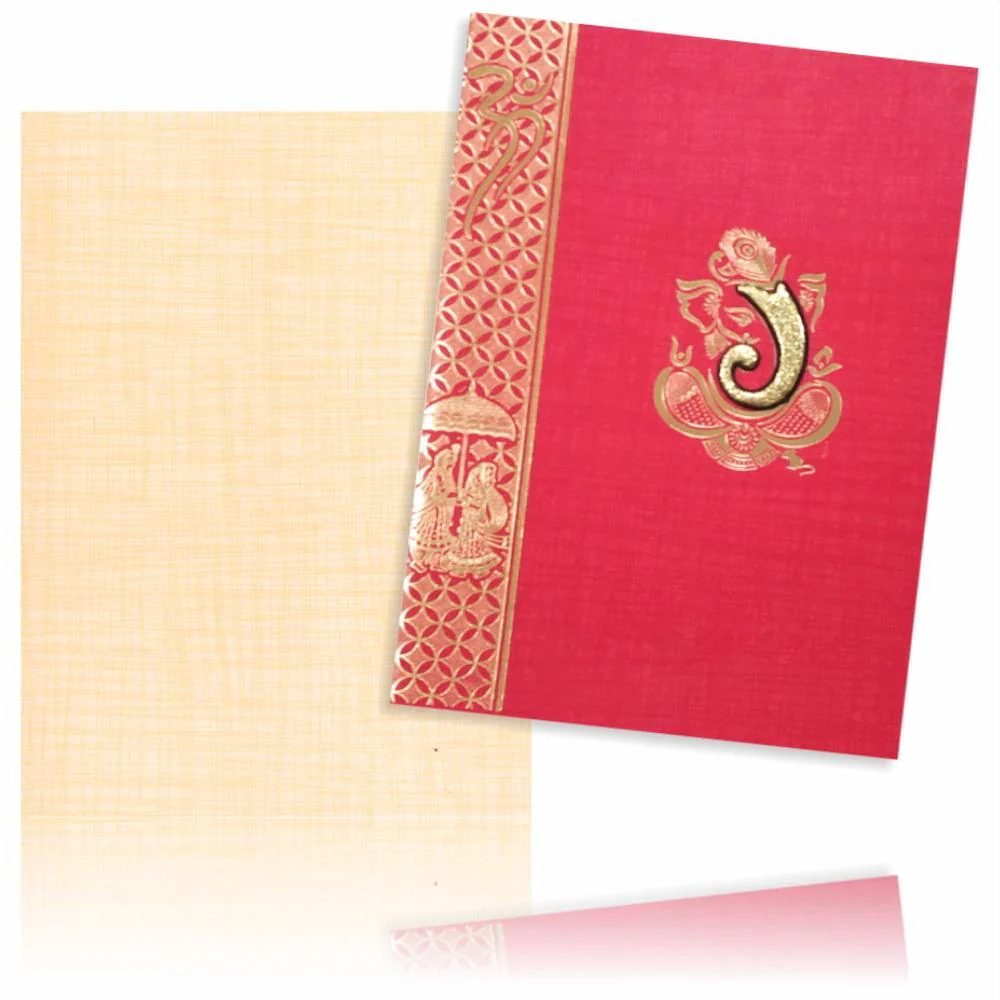 Blue Prince Paper Print Hindu Wedding Card With Gold Foiling Print Design-KNPM709R - Image 2