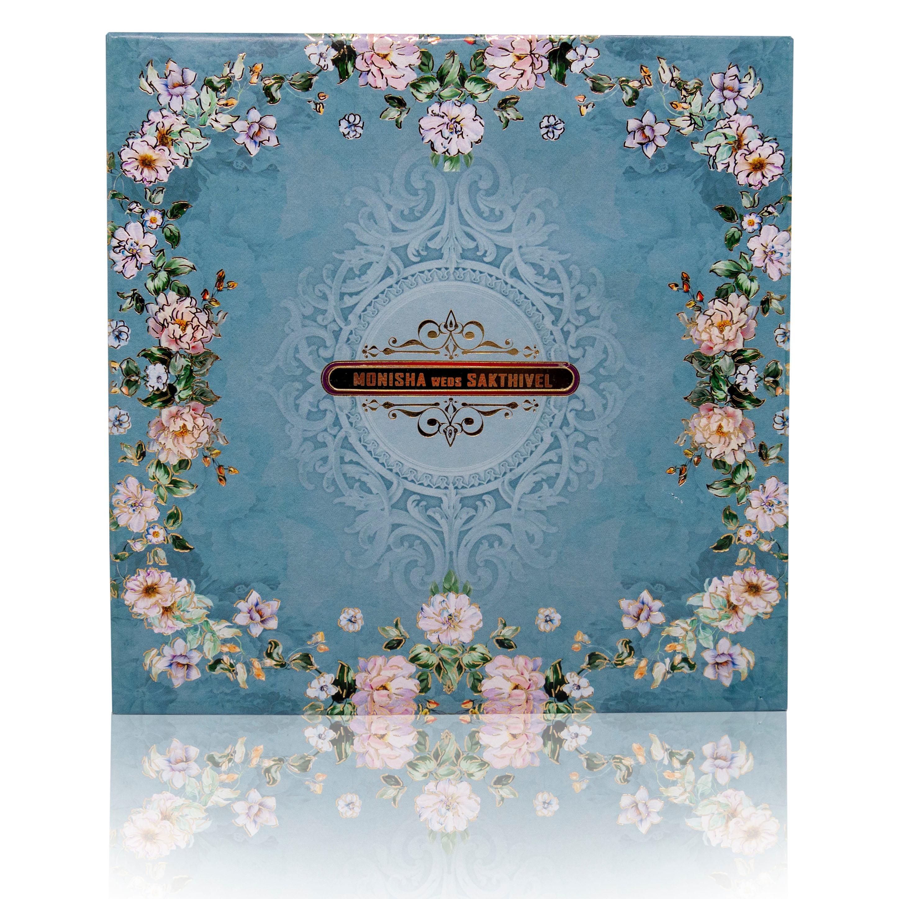 Blue Padded Premium Floral Design In Offset-KNPO5512B - Image 3