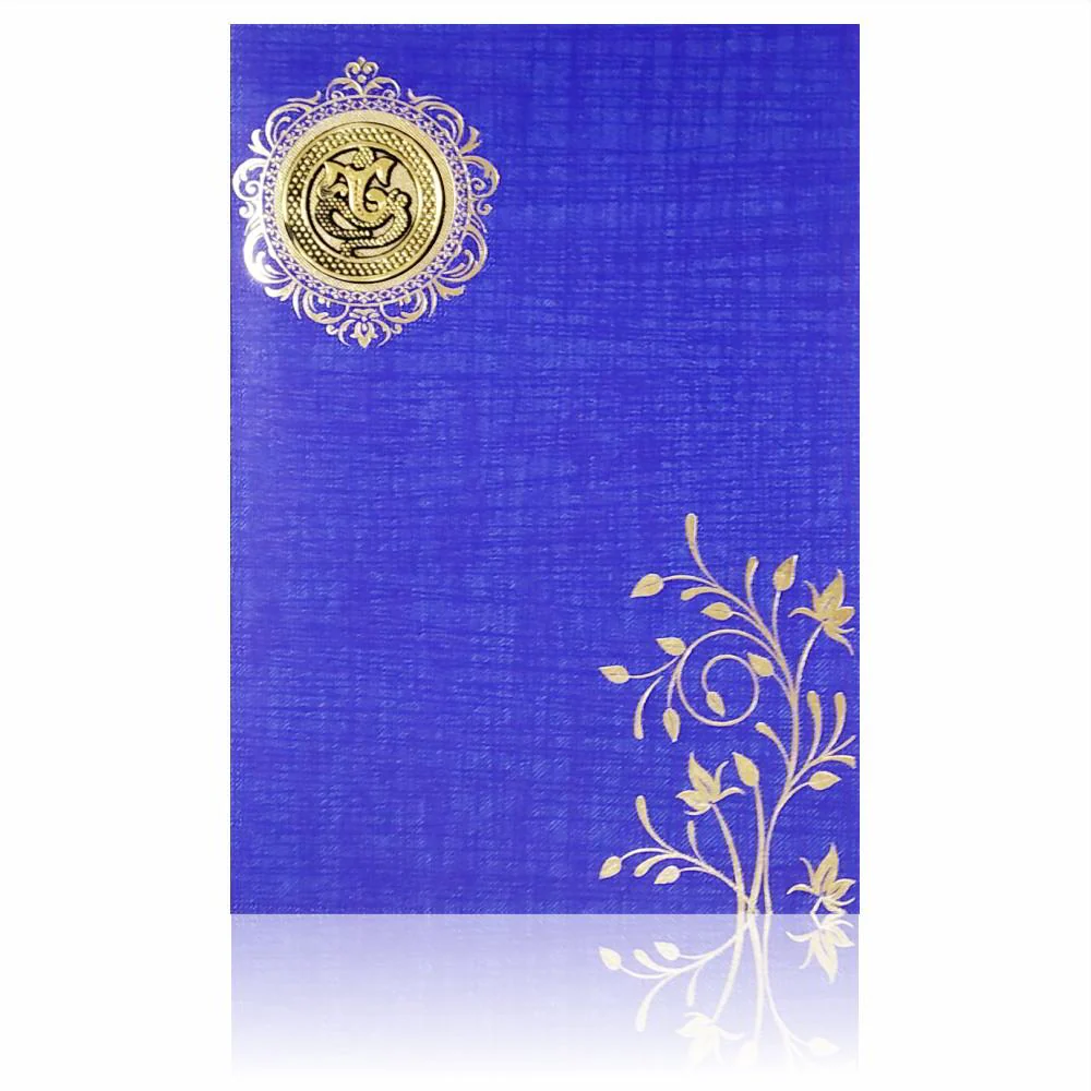 Blue Prince Paper Print Leaf Design In Gold Foiling Print-KNPP711B - Image 3
