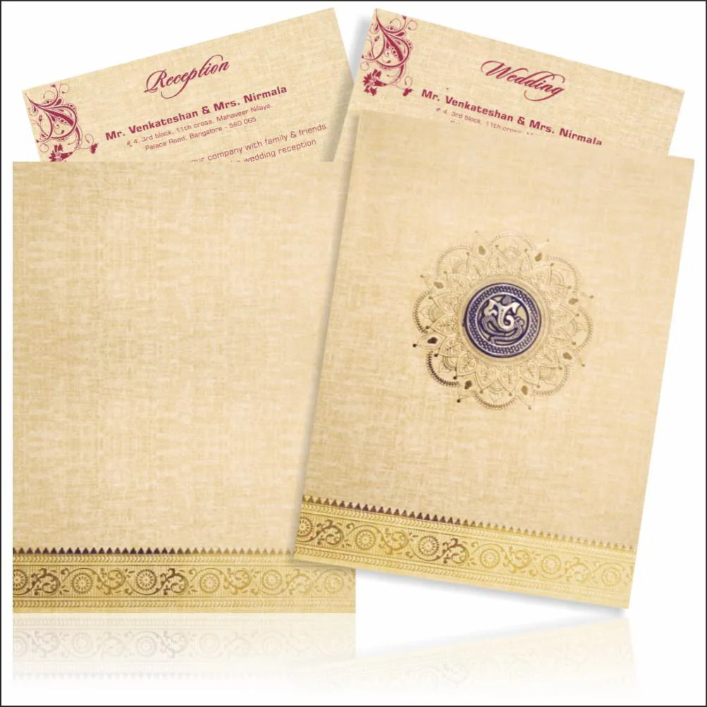 Brown Gold Premium Padded Card With Ganesha Sticker-KNPS9521N