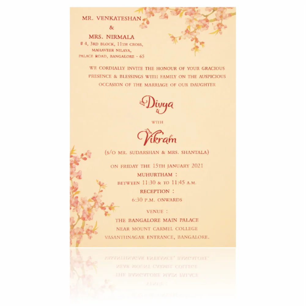 Pink Single Sheet Invitation Card With Pink Cover Non-KNS050GD - Image 2