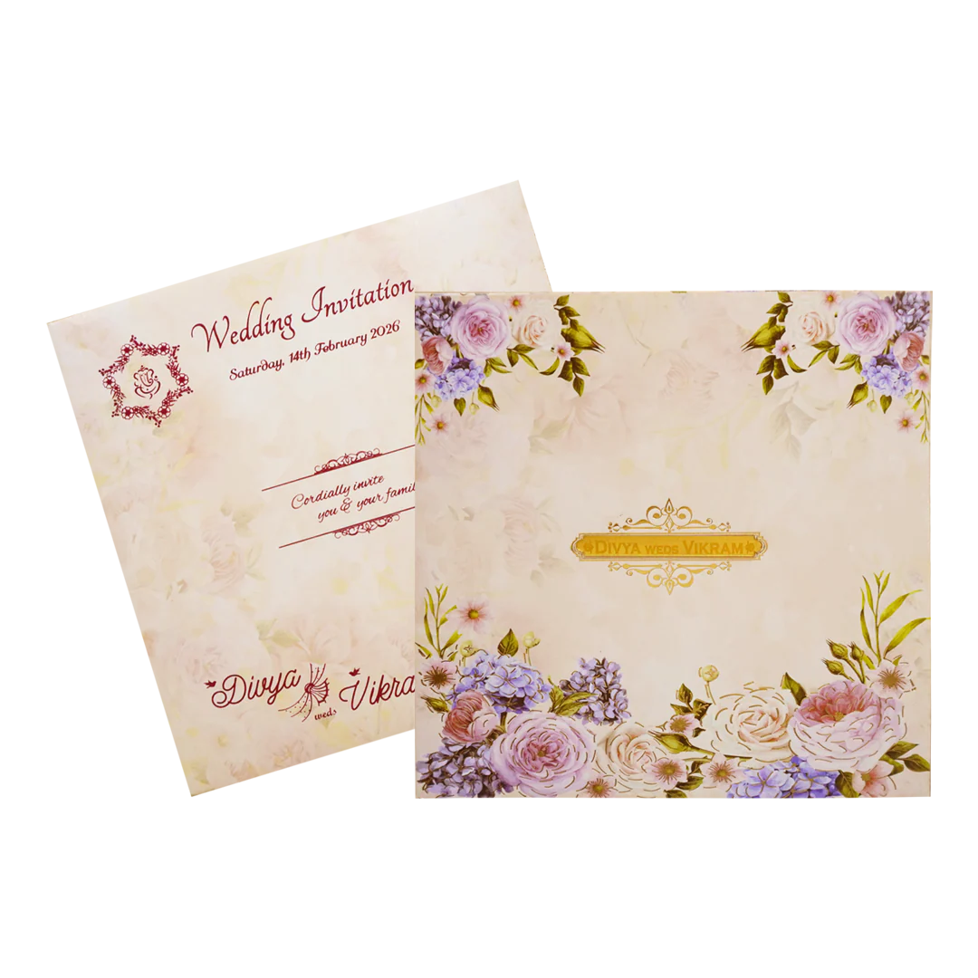 Pastel Pink Floral Sonnet Offset Print Design With Name Plate-KNSN6701P - Image 2