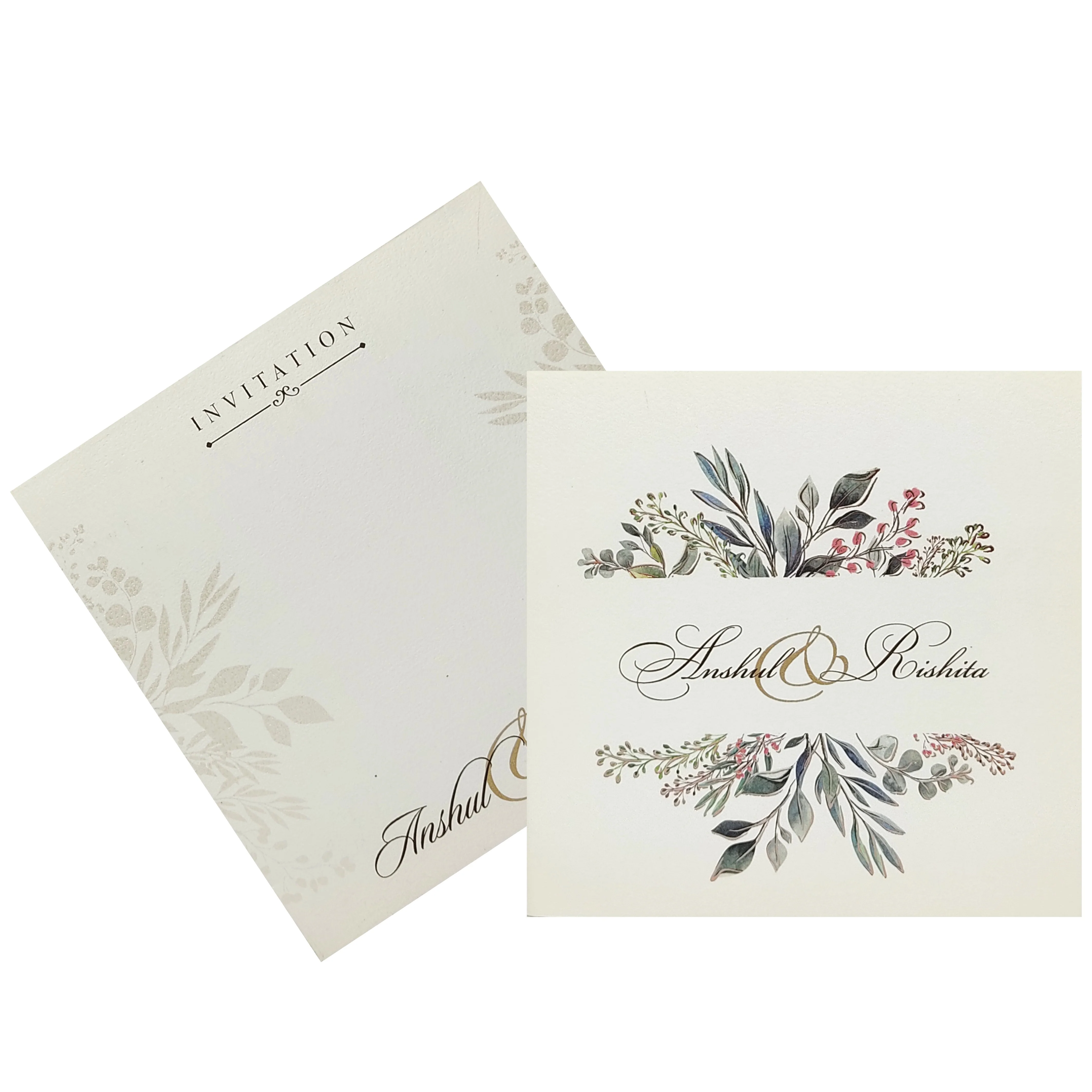 Grey Floral Invitation Card-KRC27010 - Image 2