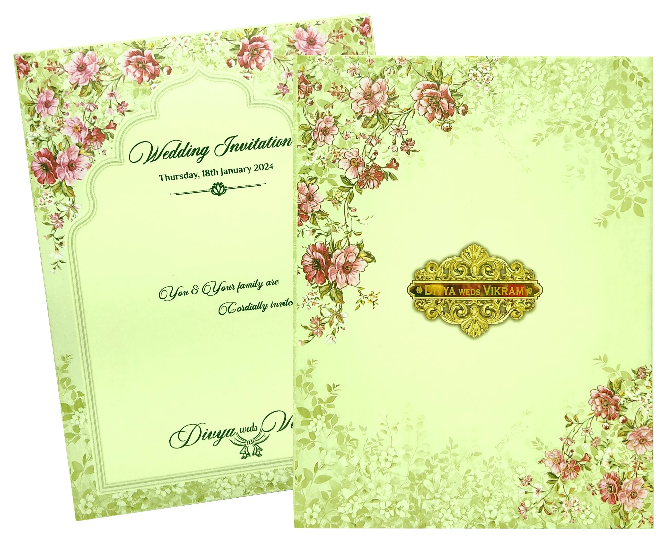 Cream Floral Padded Offset Print With Name Plate-KNPO1507C - Image 2