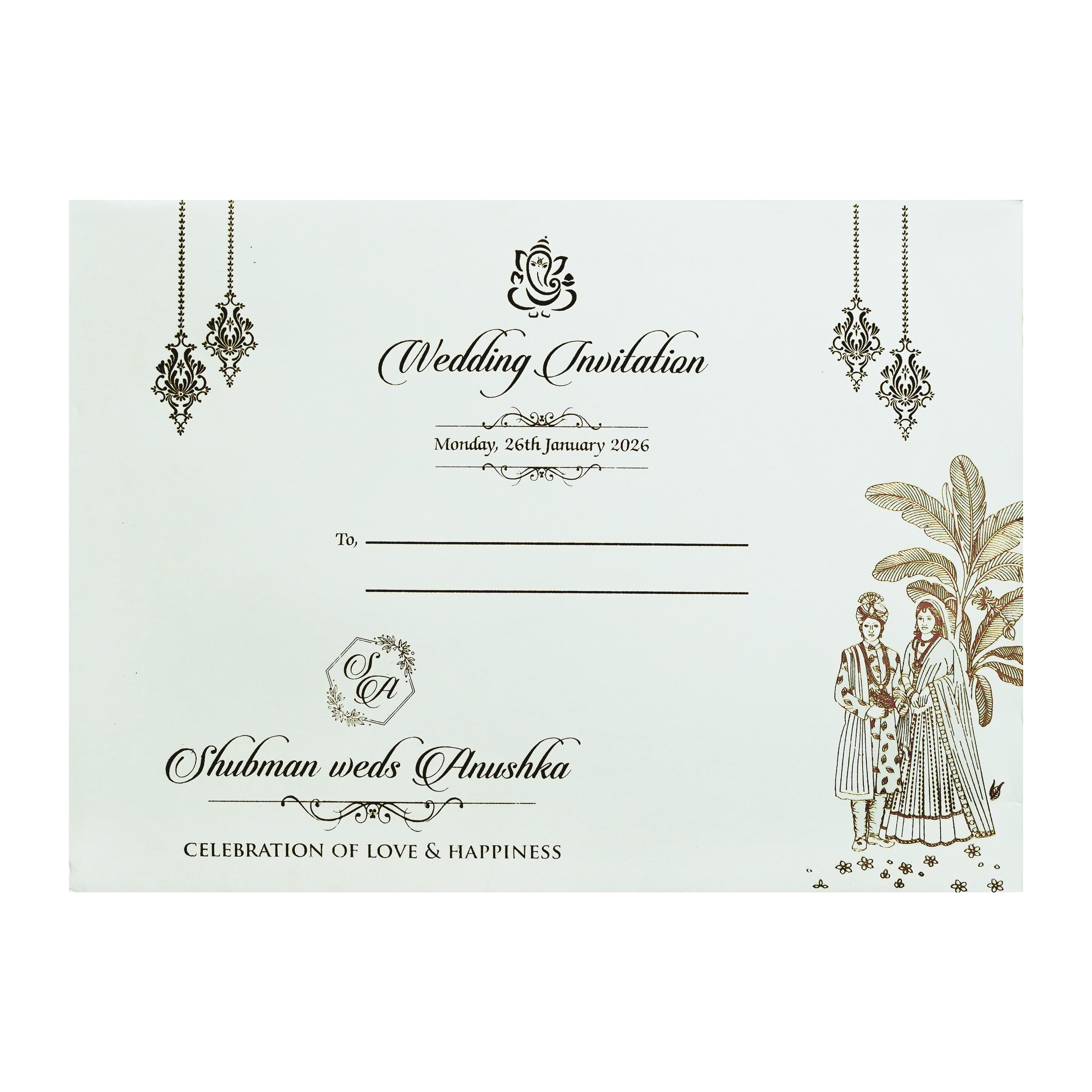 Ivory Padded Wedding Invitation Card with Embossed Floral Design-KRB09771 - Image 4