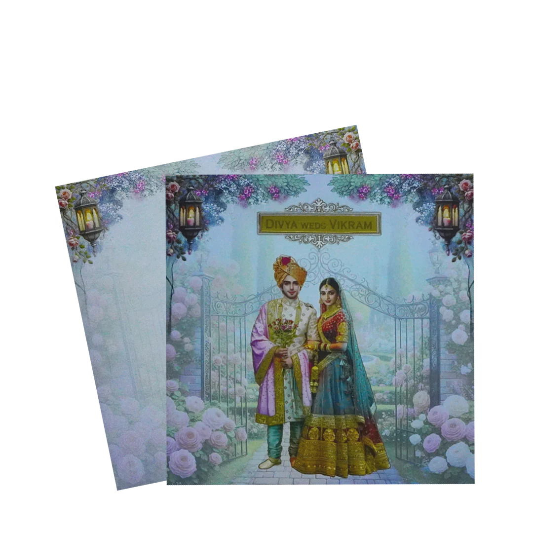Jade Green Bride and Groom Wedding Card-KNSN6709B - Image 2