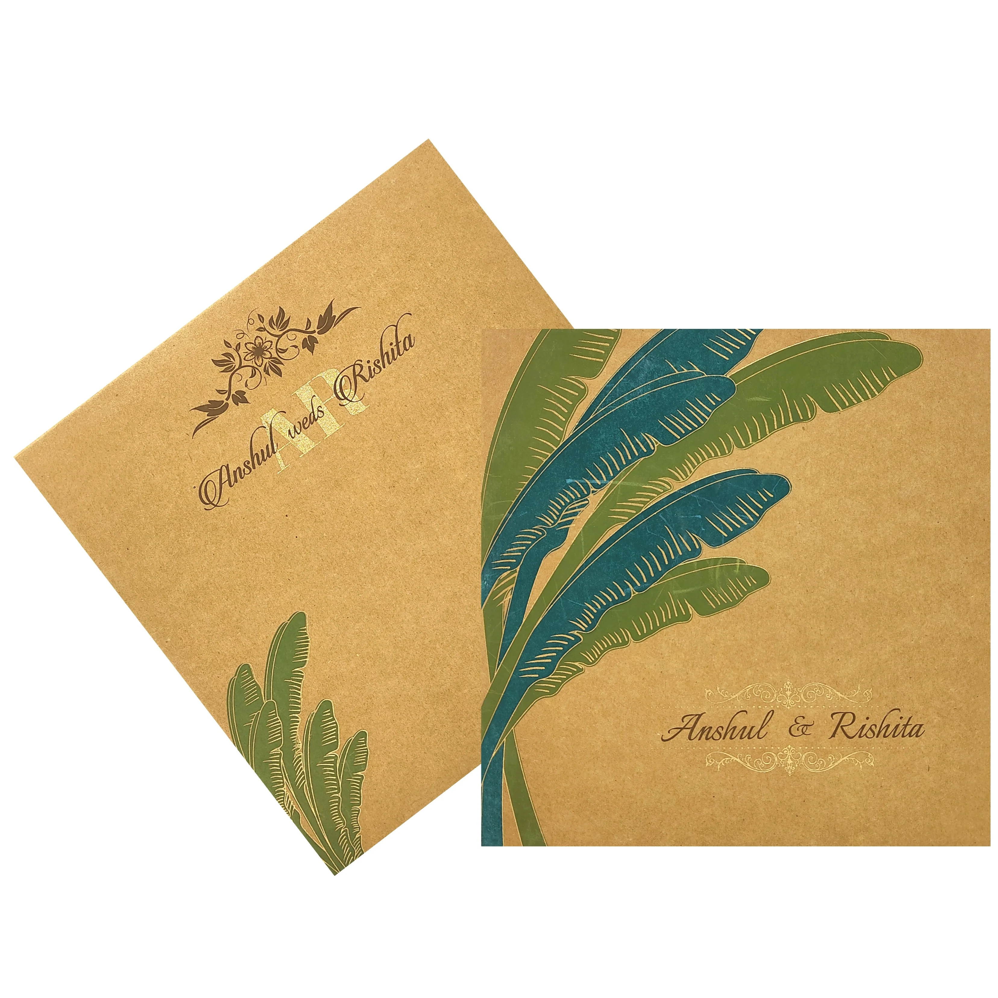 Kakhi Brown Wedding Card-KRC27470 - Image 2