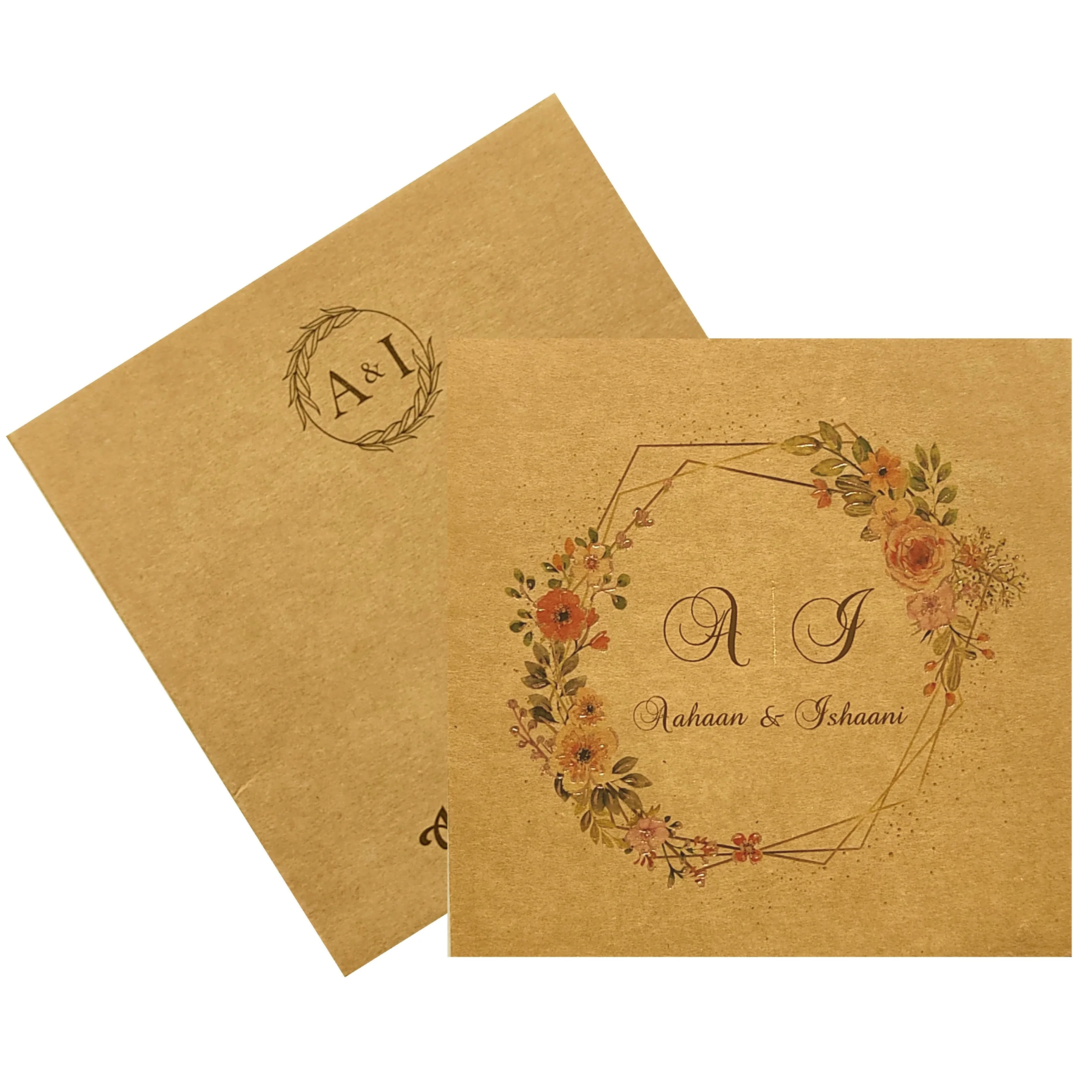 Brown Floral Invitation card-KRC29192 - Image 2