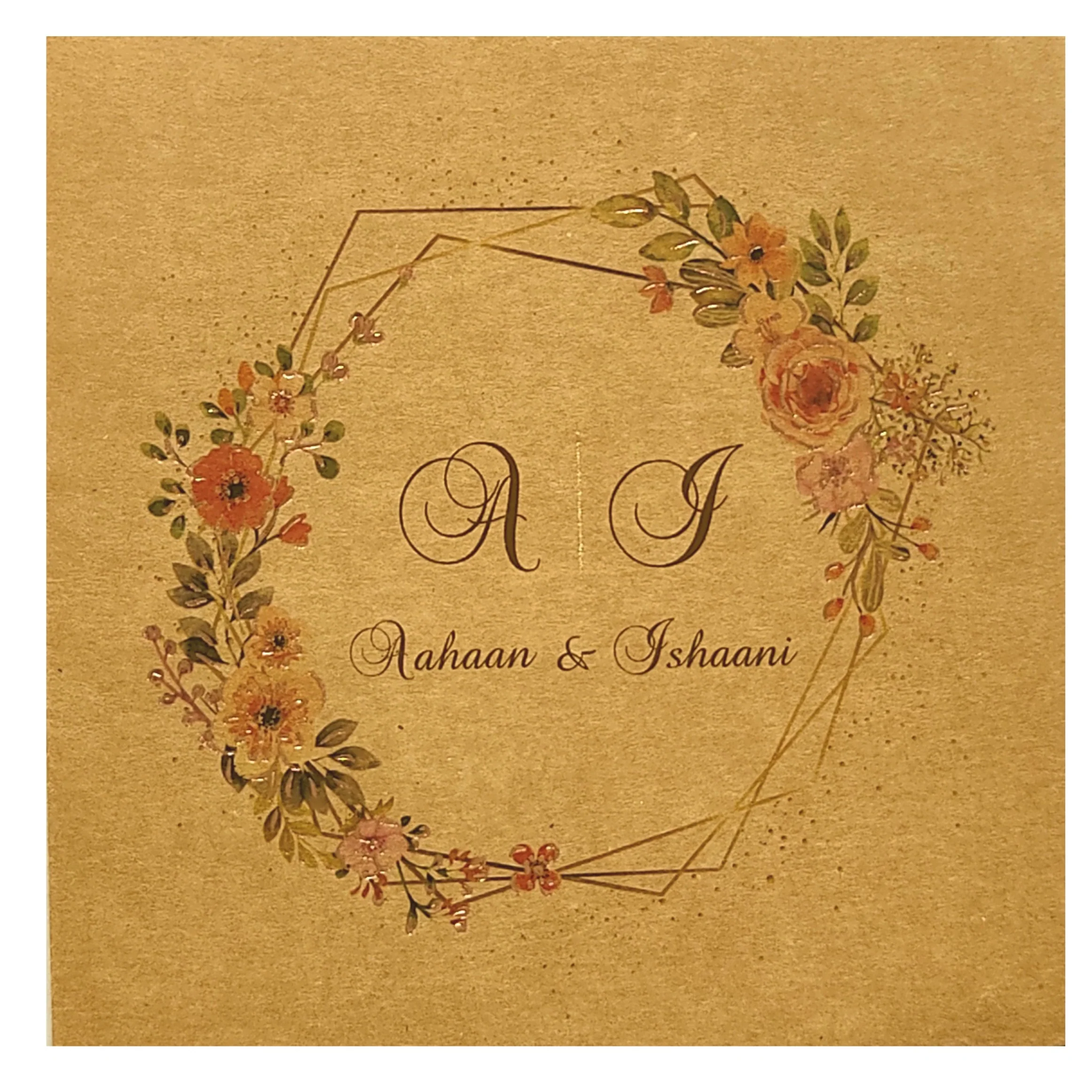 Brown Floral Invitation card-KRC29192 - Image 3