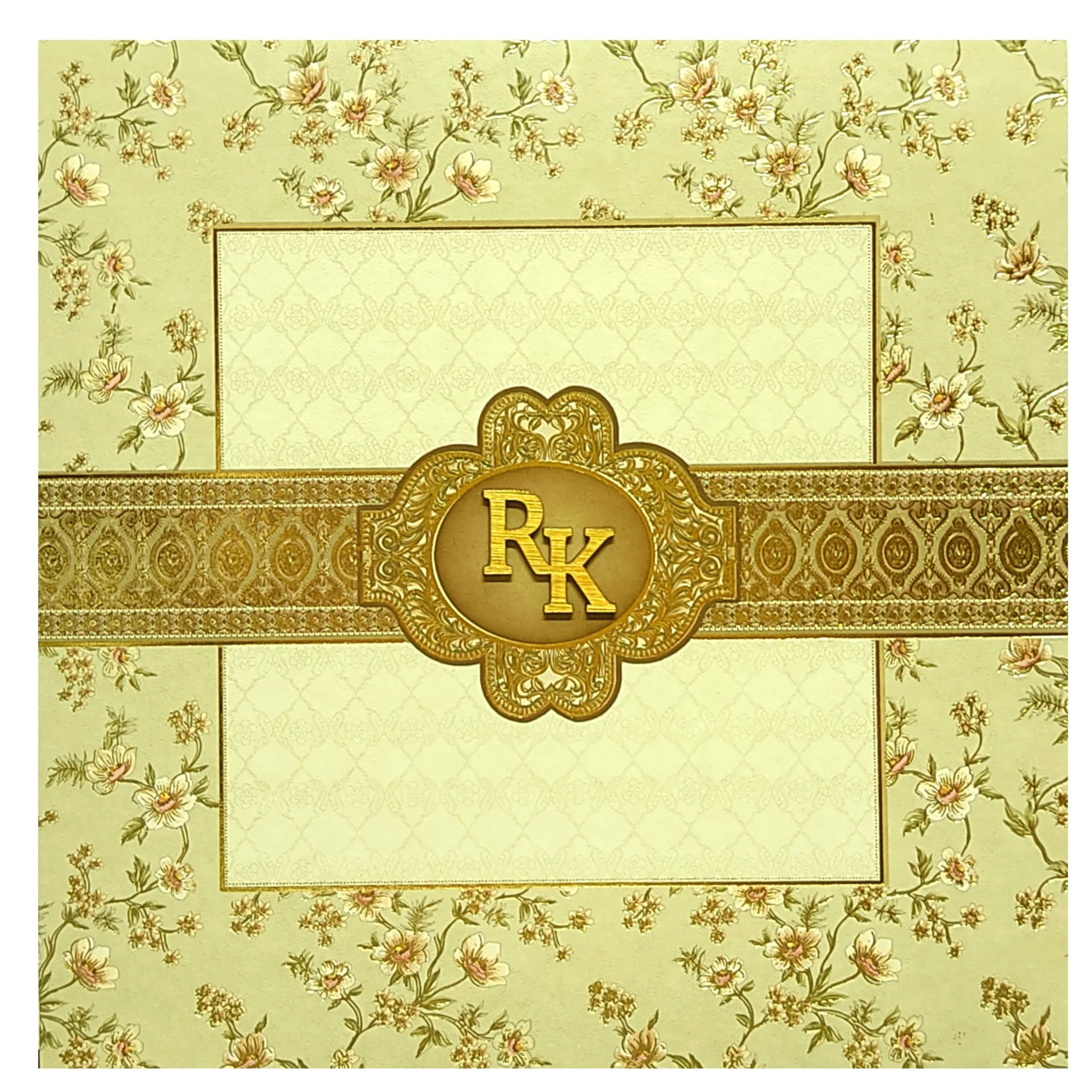 Beige Floral Padded Invitation Card-KRC29950 - Image 3
