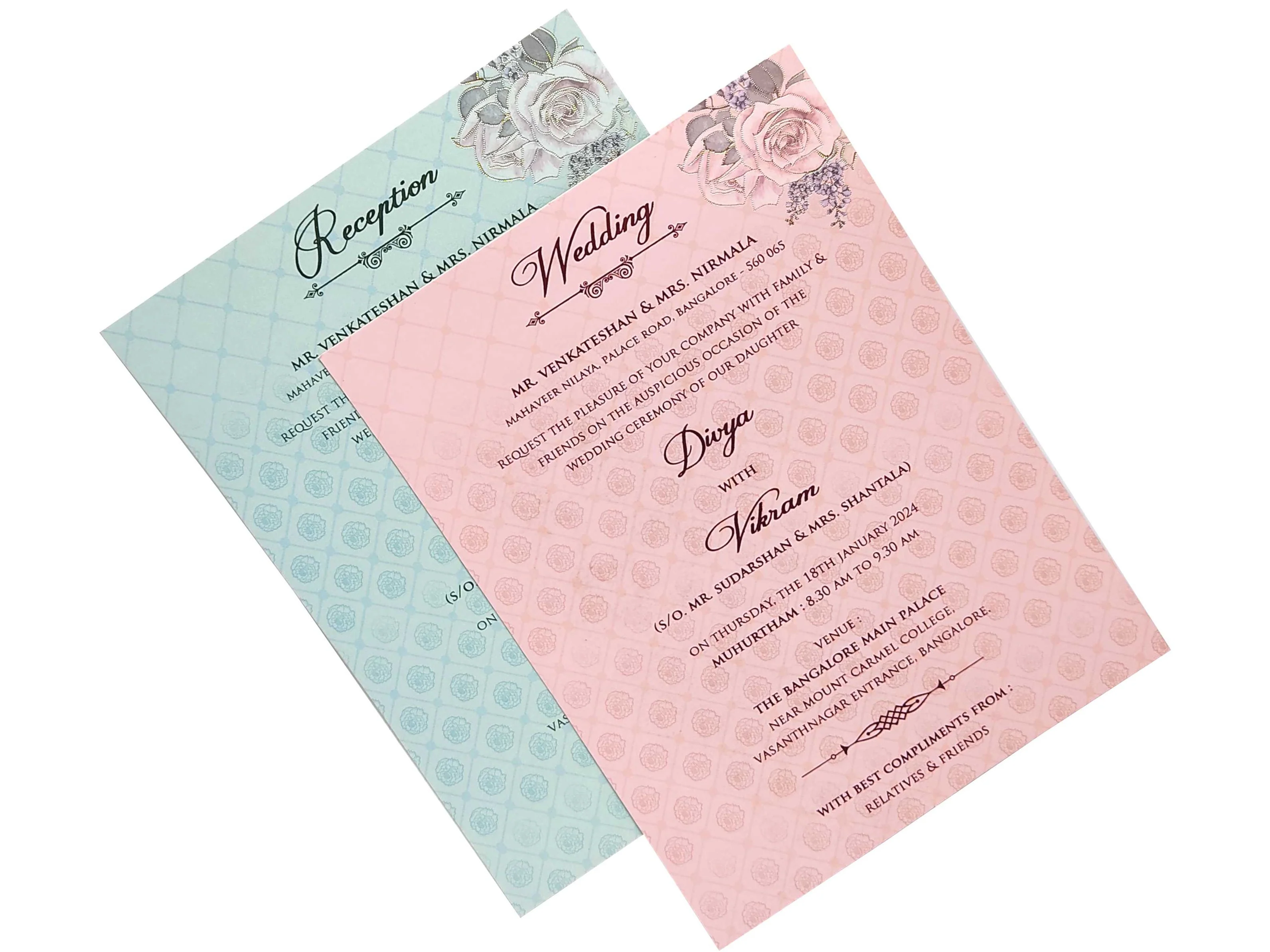 Lavender Floral Designer Padded Wedding Card-KNPO01AP - Image 5