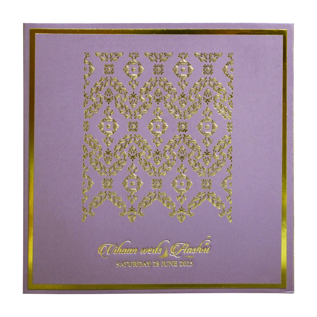 Lavender Gold Floral Padded Wedding Card-KRC30491 - Image 3