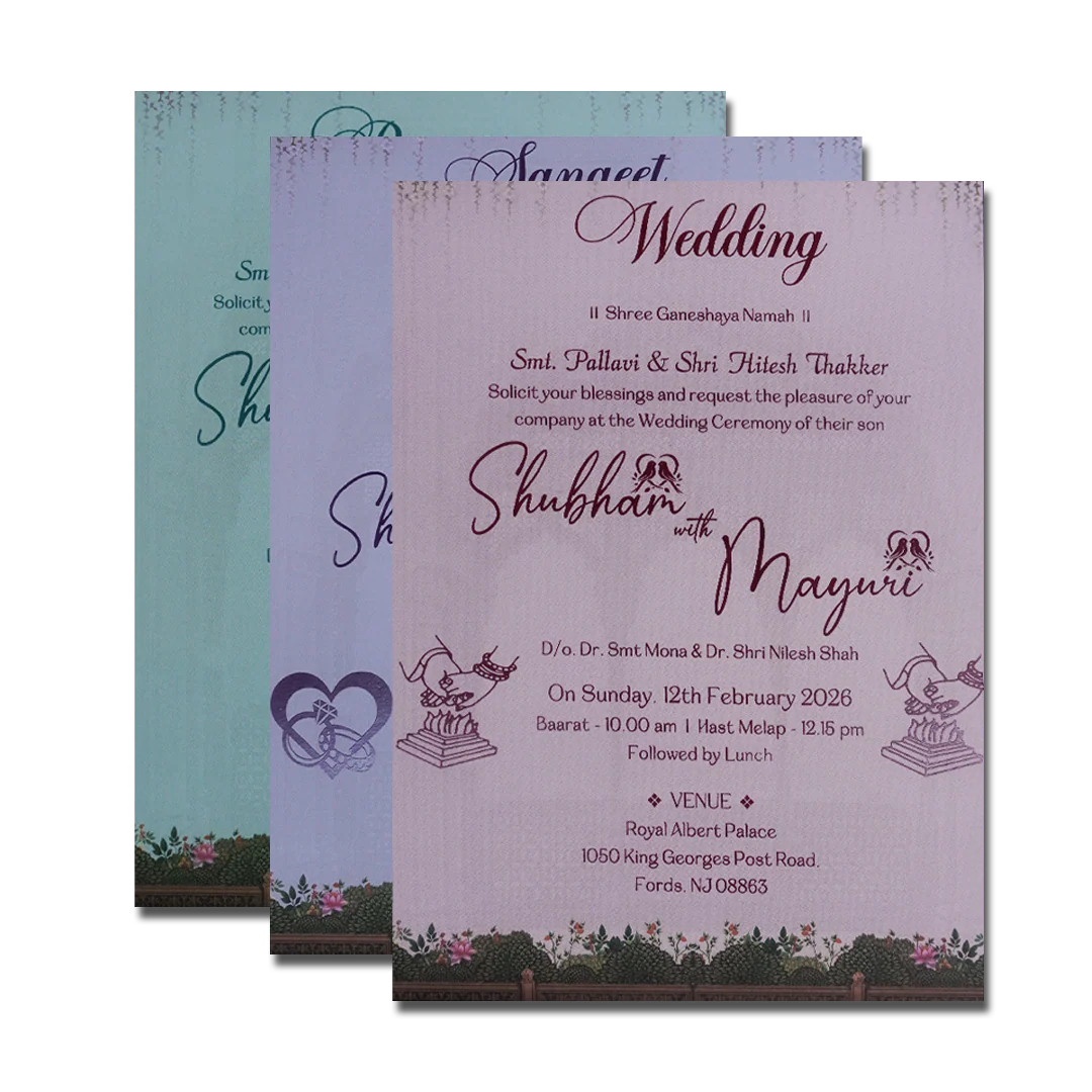 Lavender Palace Elephant Padded Wedding Card-KSH72560 - Image 5