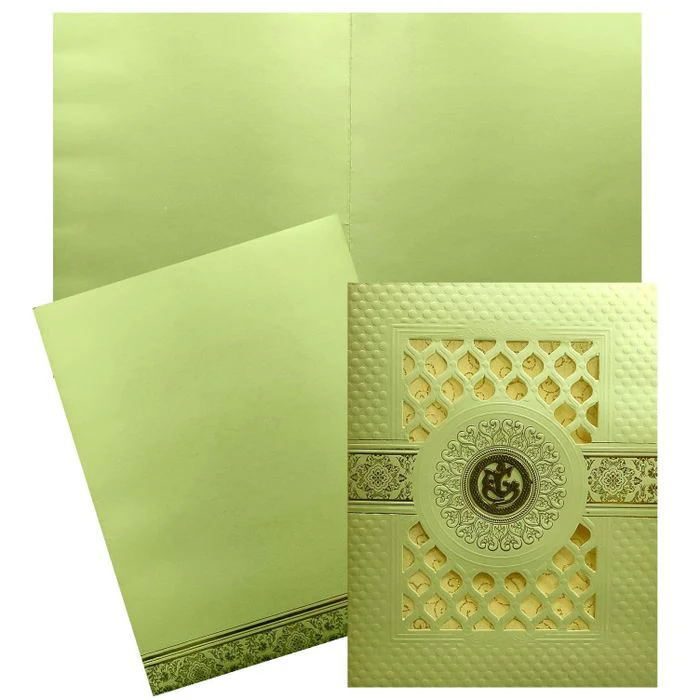 Green Laser Cut Single Sheet Wedding Card-KNL1305G