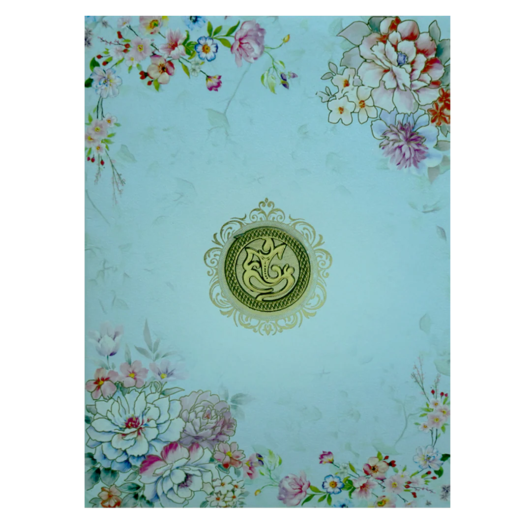 Light Blue Floral Wedding Invitation Card-KNTY6805 - Image 3