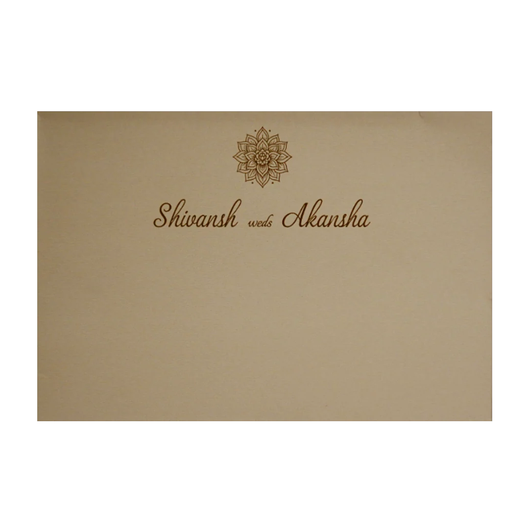 Light Brown Nameplate Wedding Card-KRC30080 - Image 4