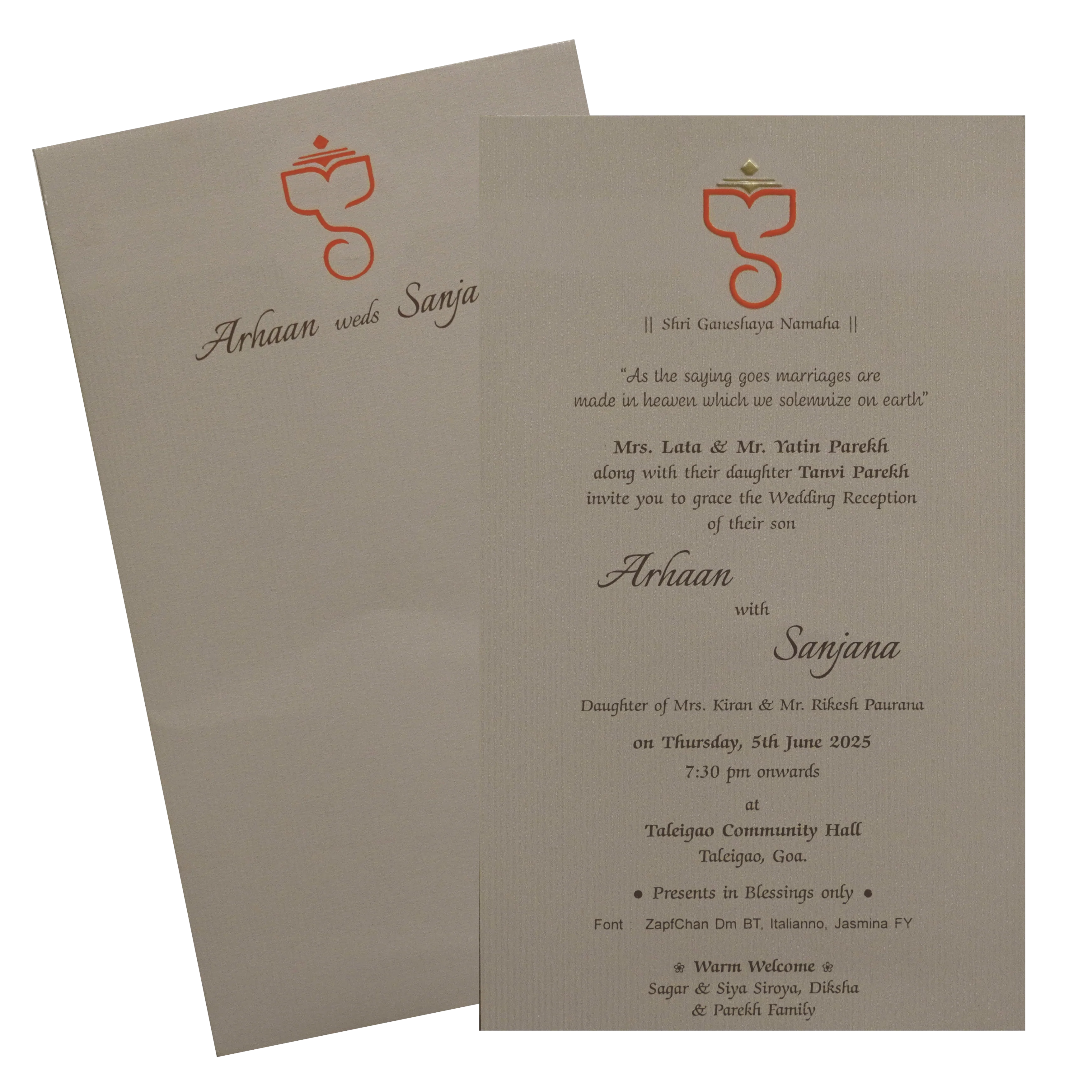 Light Brown Single Sheet Invitation-KRCS7091