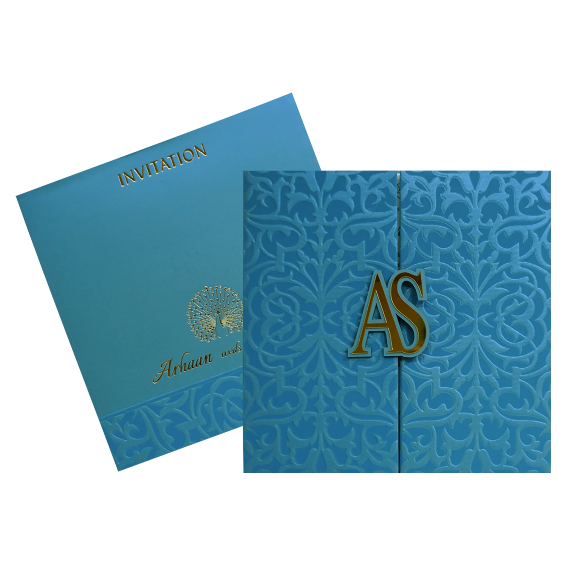 Light French Blue Textured Invitation-KRC30392 - Image 2