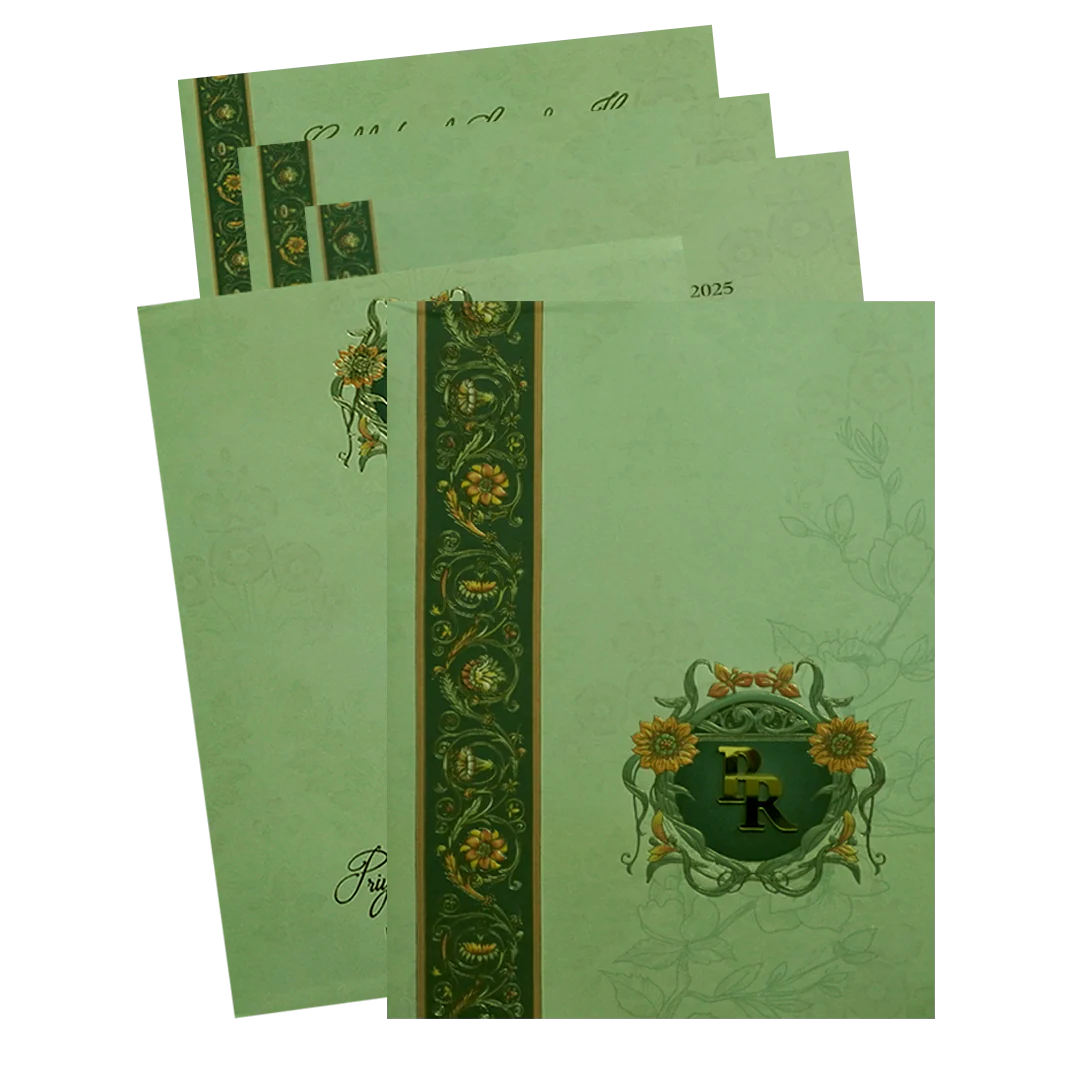 Light Green Floral Marriage Card-KPR09760