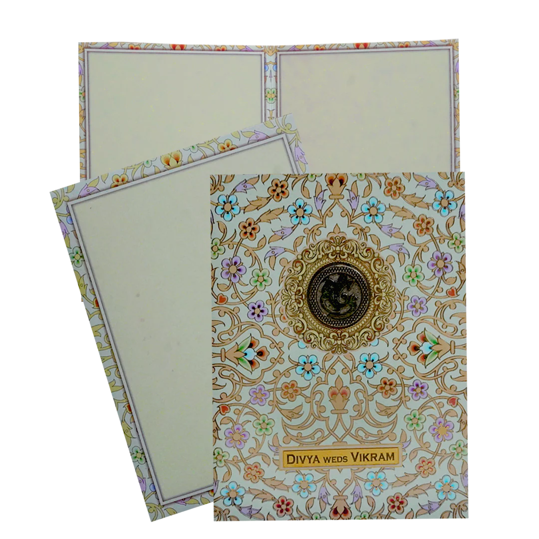 Light Green Gold Foiling Floral Wedding Card-KNKC4078