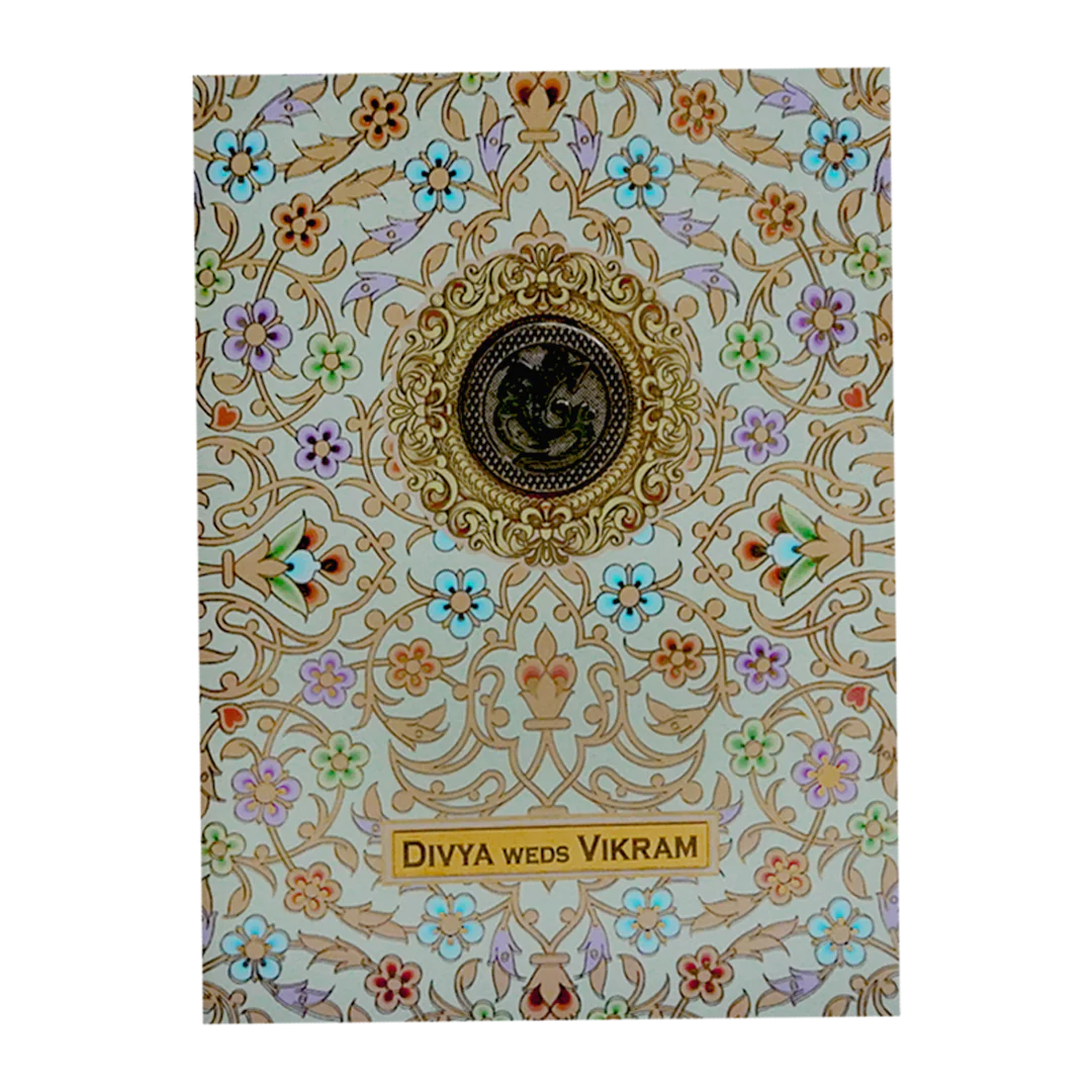 Light Green Gold Foiling Floral Wedding Card-KNKC4078 - Image 3