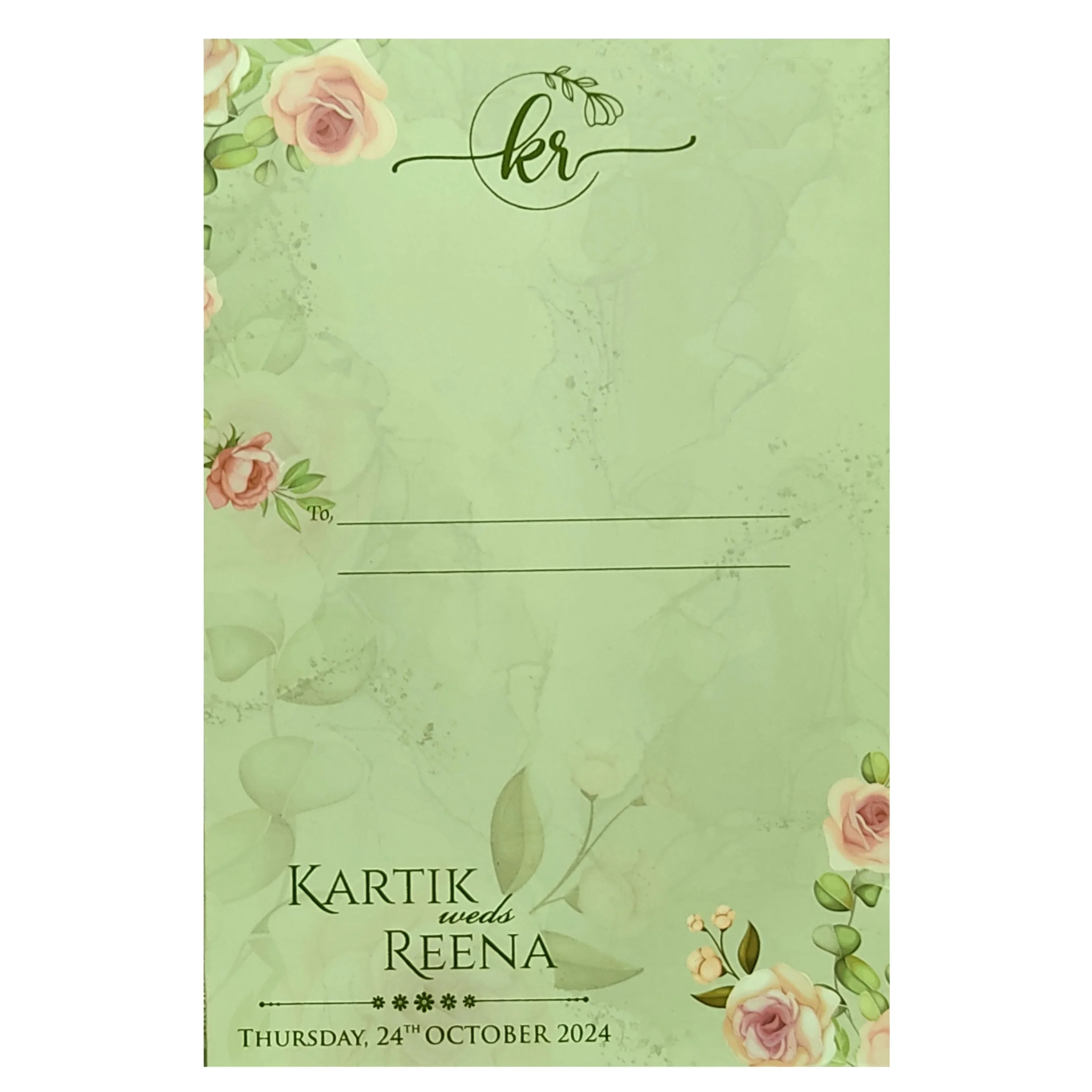 Light Green MDF Wedding Card-KVN06430 - Image 4